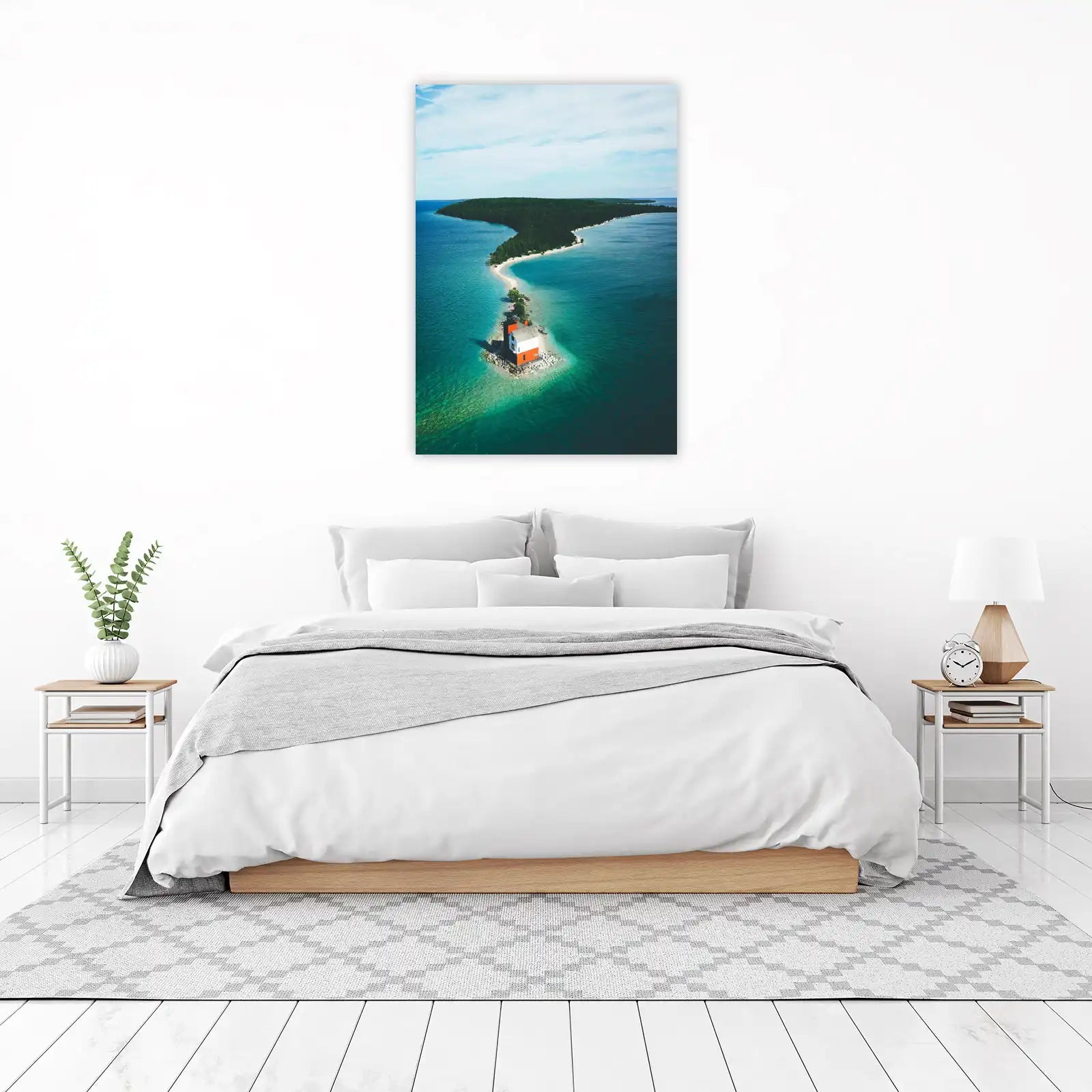 Serene Lighthouse Coastal Landscape Wall Art