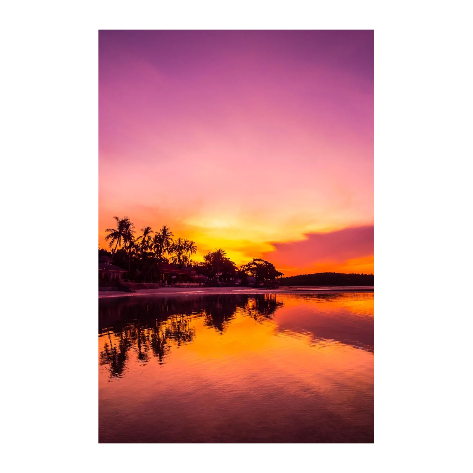 Vibrant Tropical Sunset Beach Wall Art