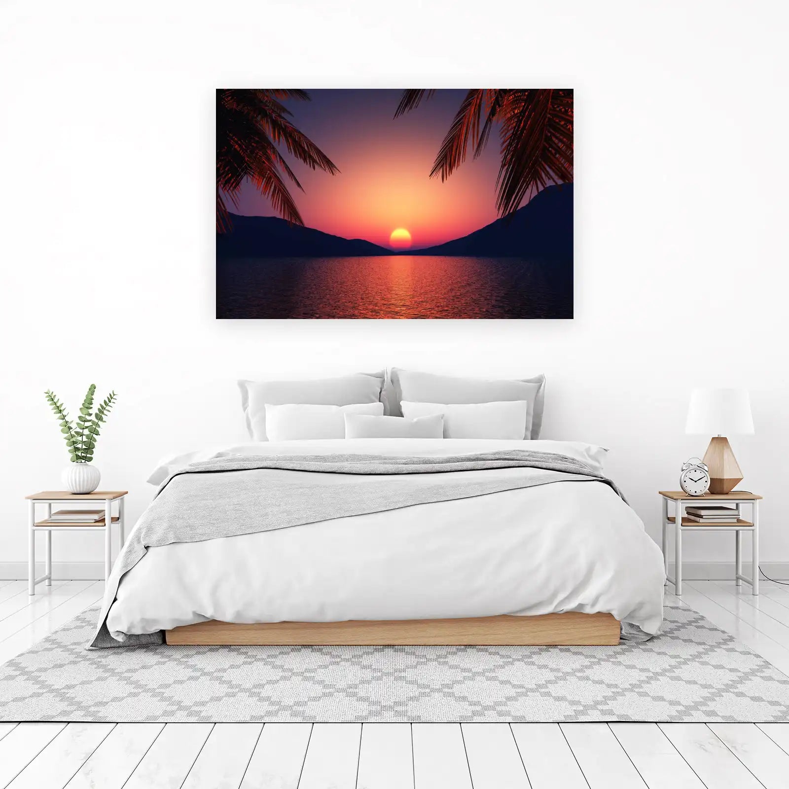 Tropical Sunset Serenity Palm Trees Wall Art