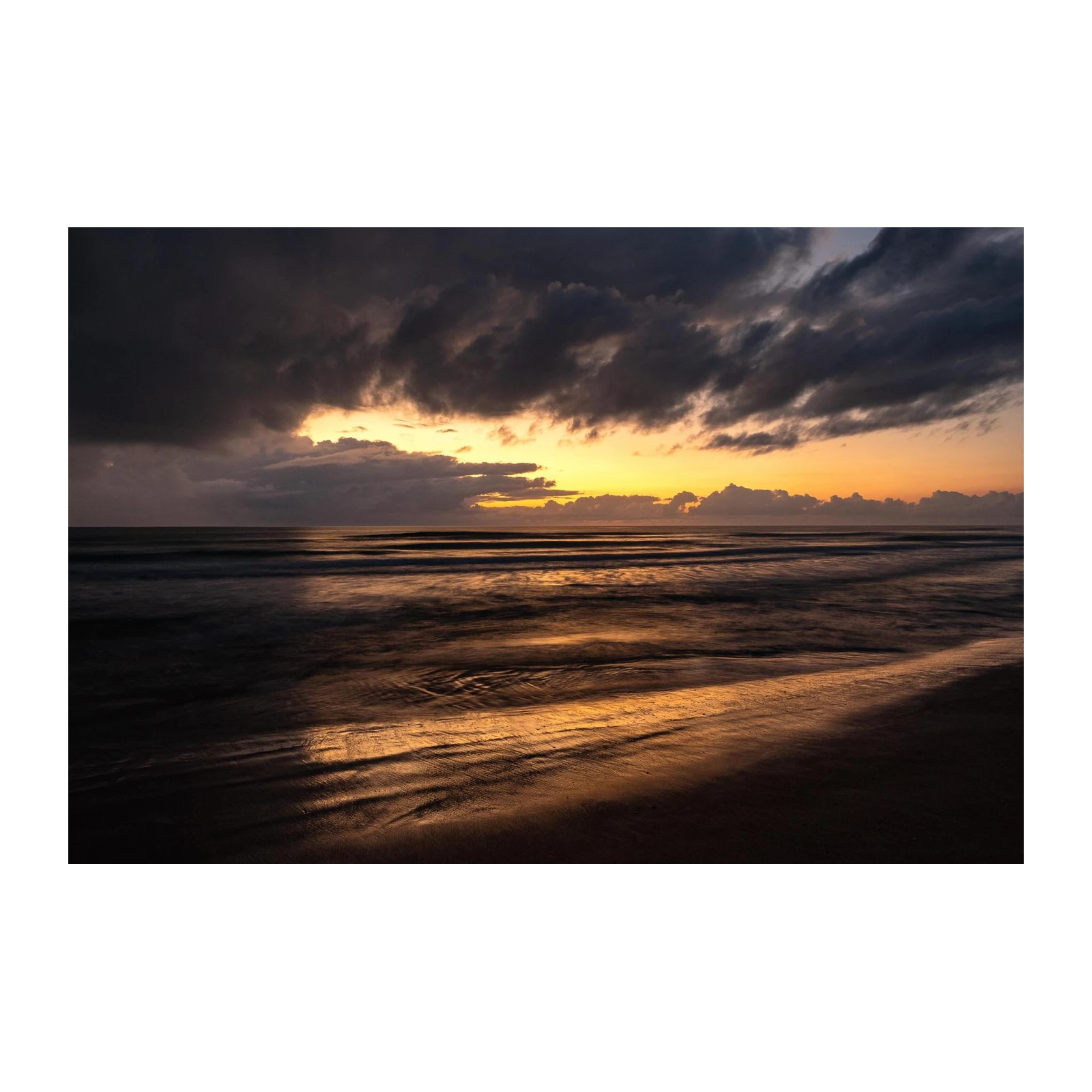 Dramatic Sunset Ocean Waves Wall Art