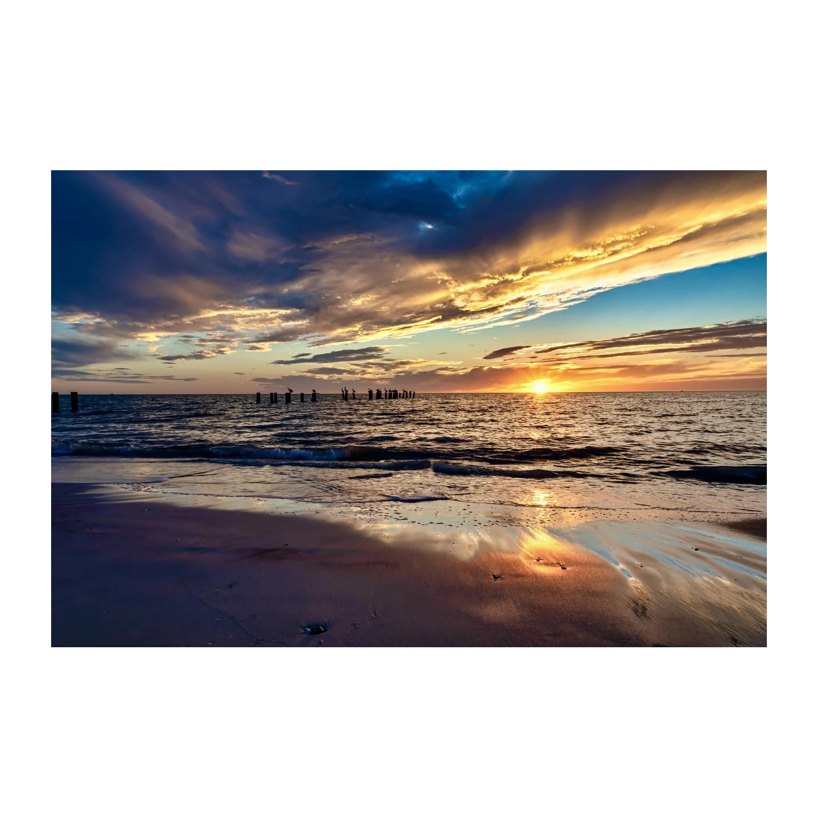 Sunset Serenity Beach Pier Wall Art