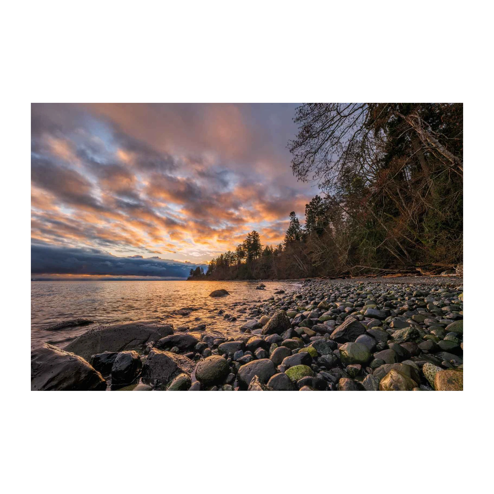 Secluded Beach Sunset Landscape Wall Art