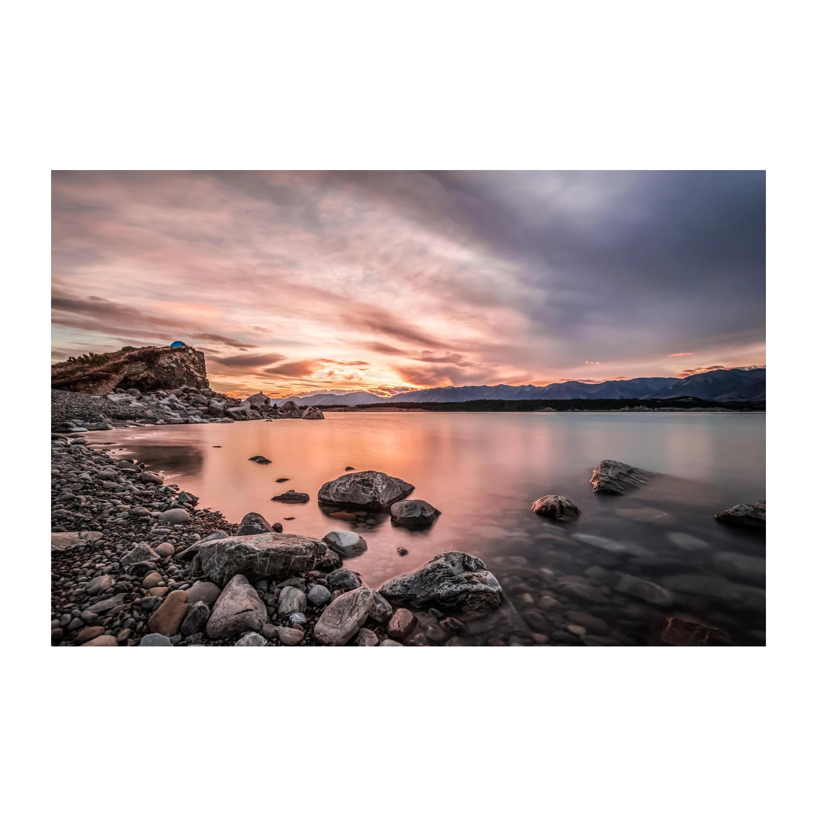 Serene Lakeside Sunset Landscape Wall Art
