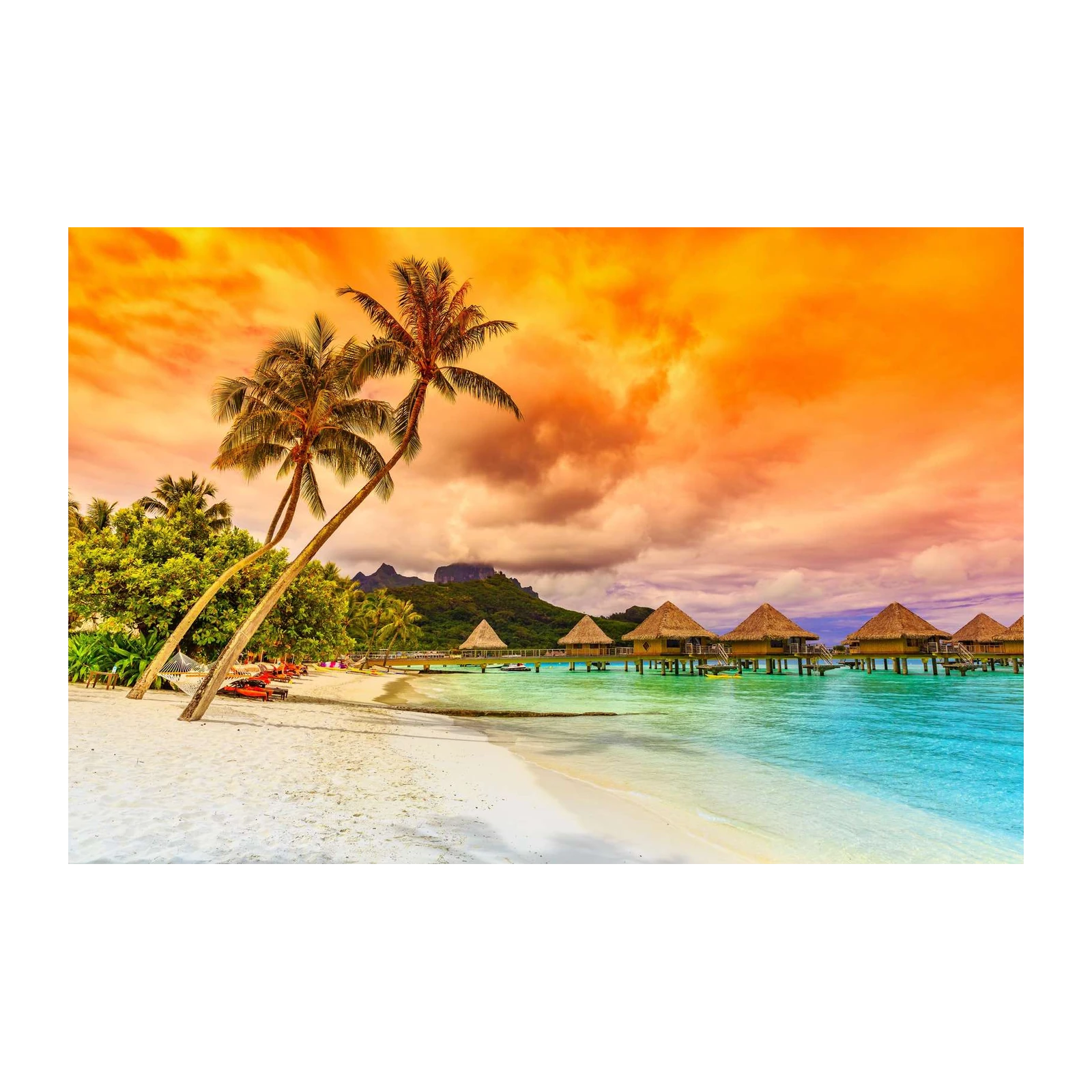 Bora Bora Sunset Overwater Bungalows Wall Art