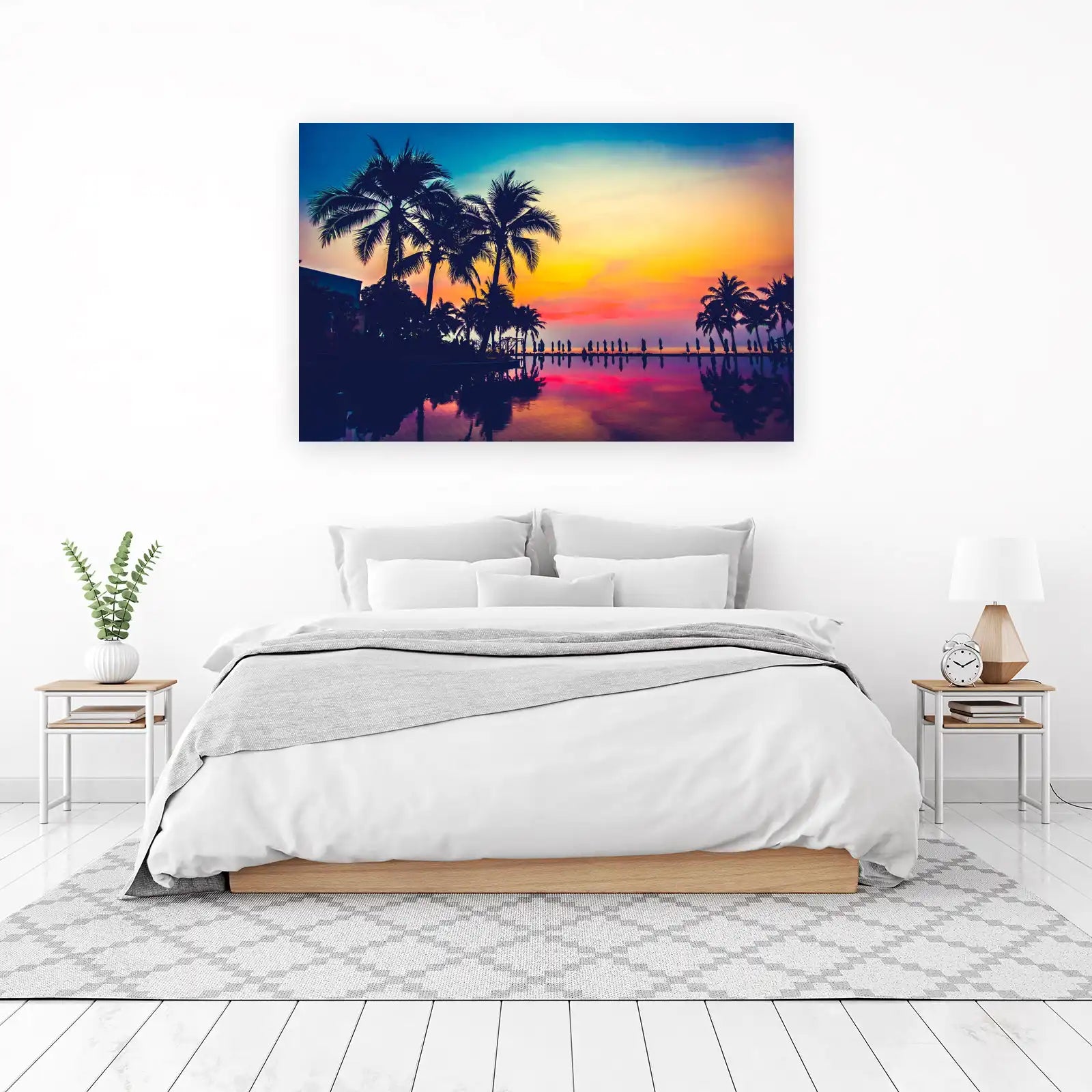 Tropical Sunset Palm Trees Poolside Wall Art