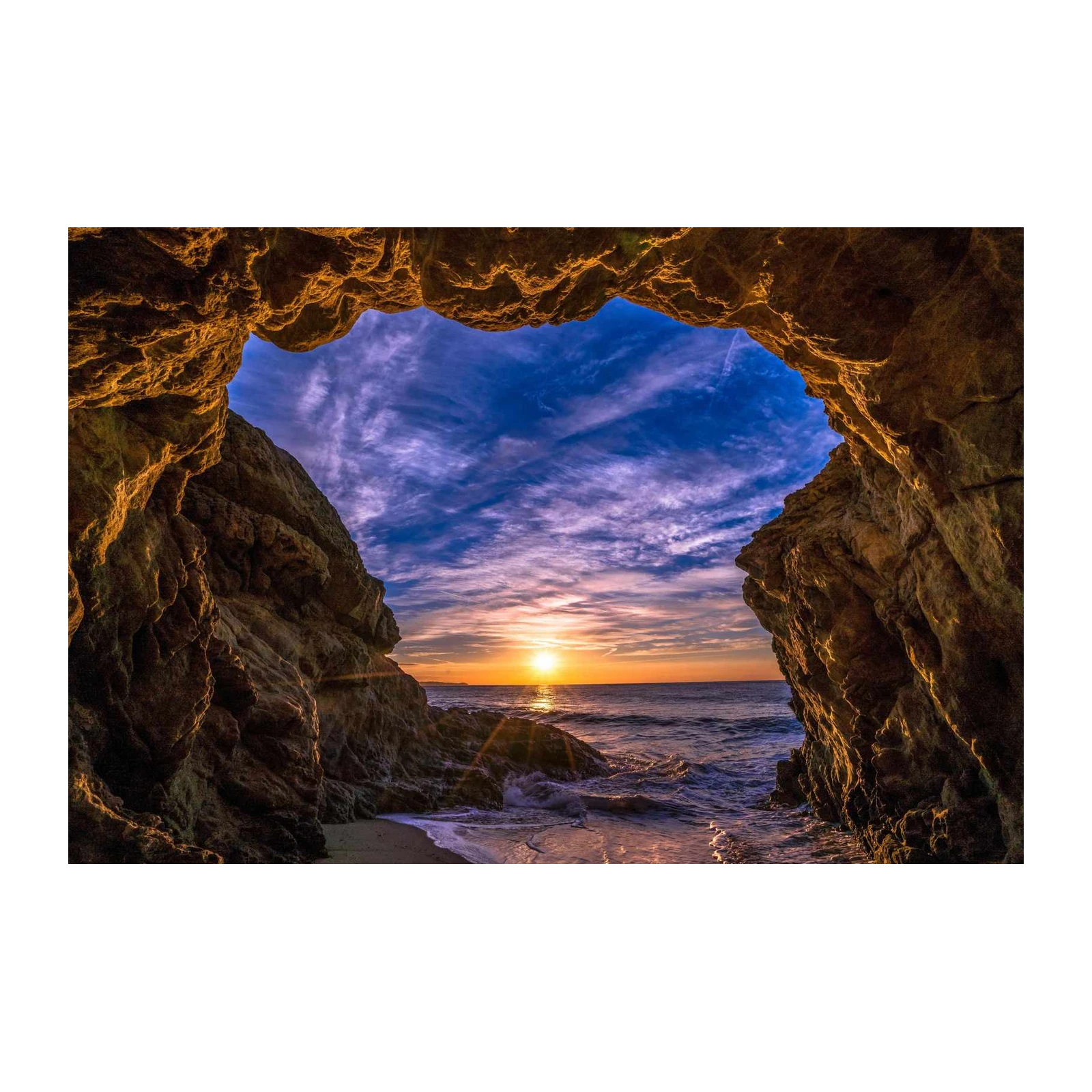 Ocean Cave Sunset Serenity Wall Art