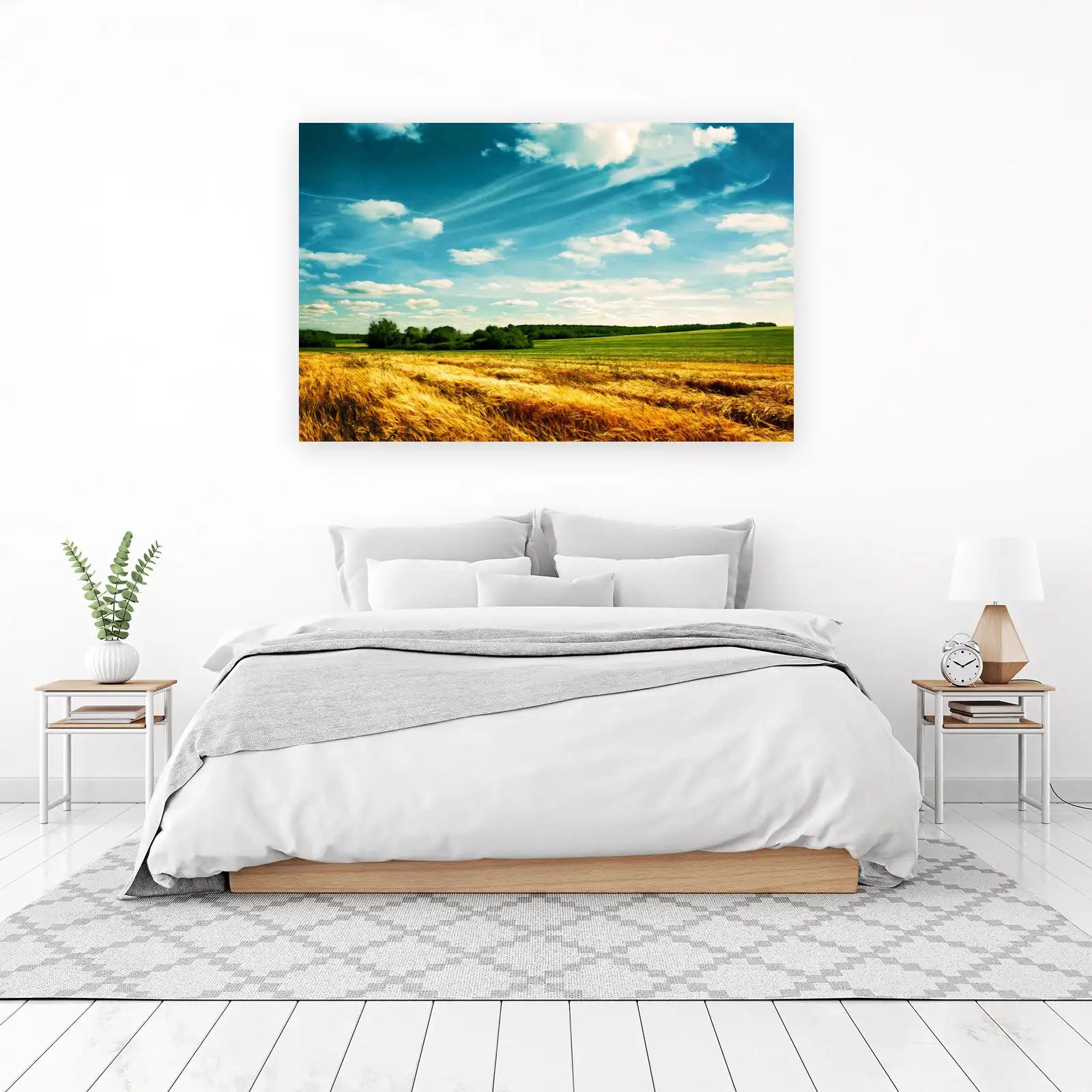 Golden Wheat Field & Blue Sky Wall Art