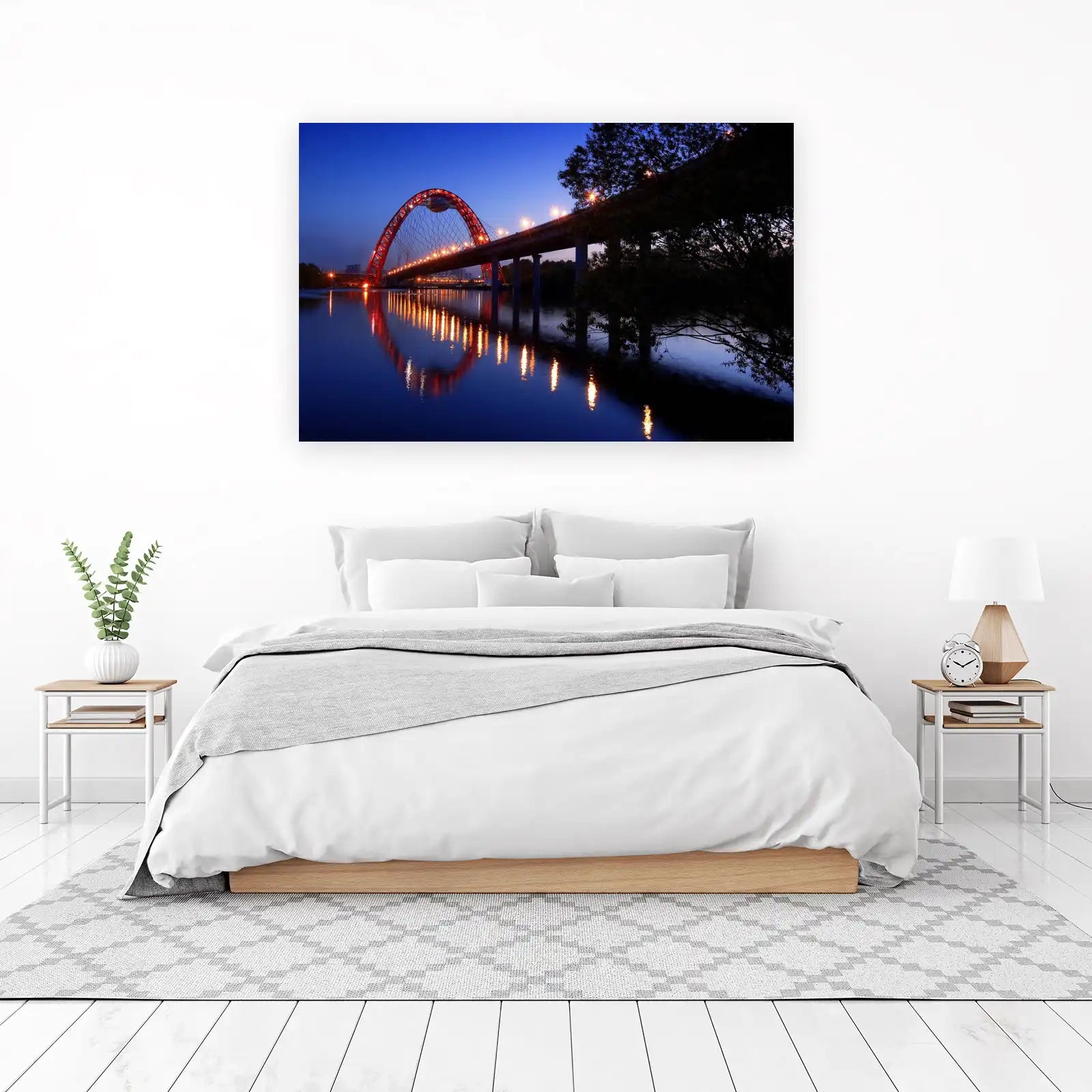 Crimson Arch Bridge Serenity Wall Art