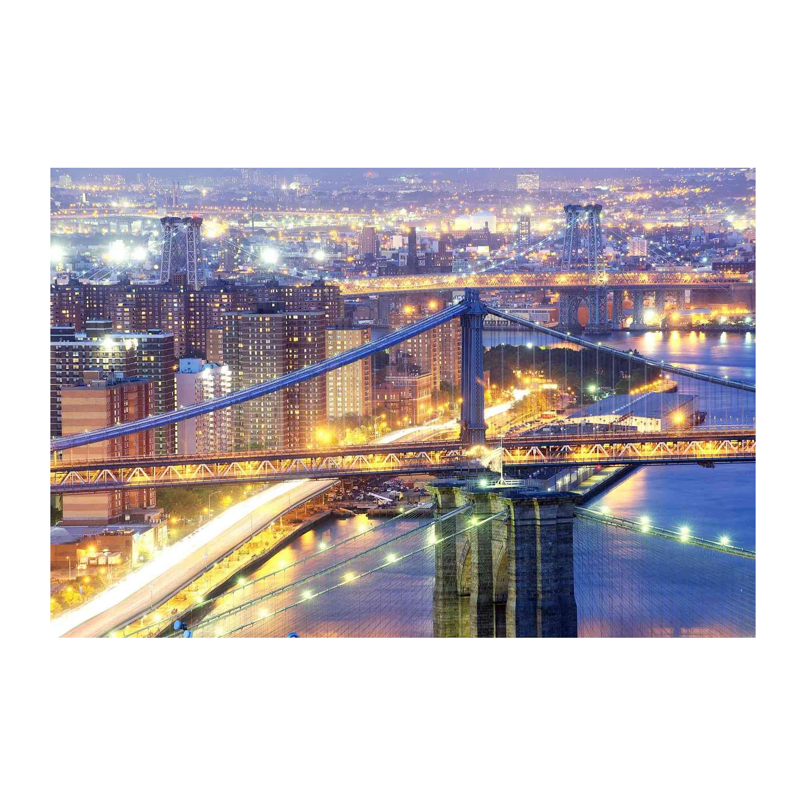 NYC Bridge Skyline Night Cityscape Wall Art