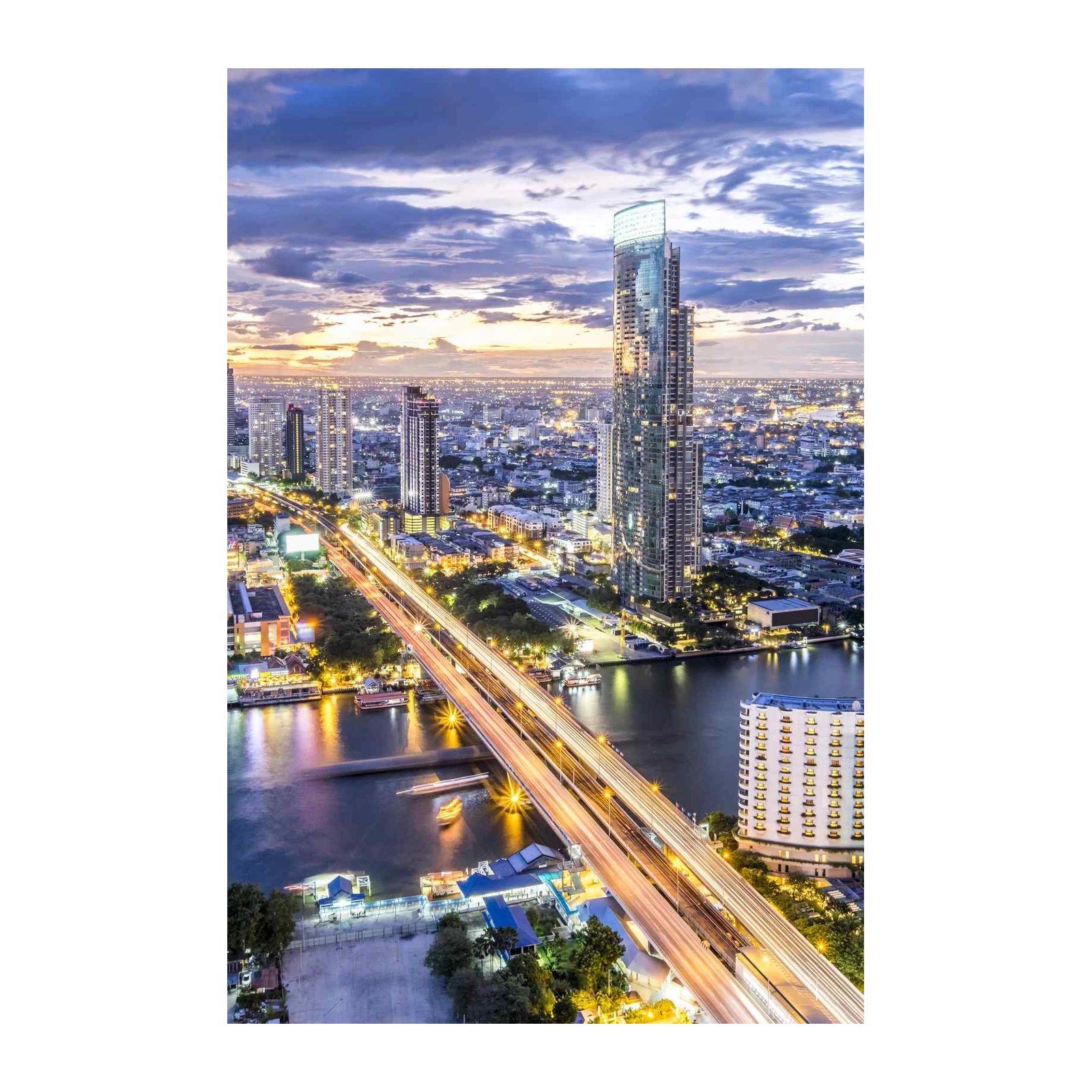 Bangkok Cityscape Dusk Bridge Wall Art