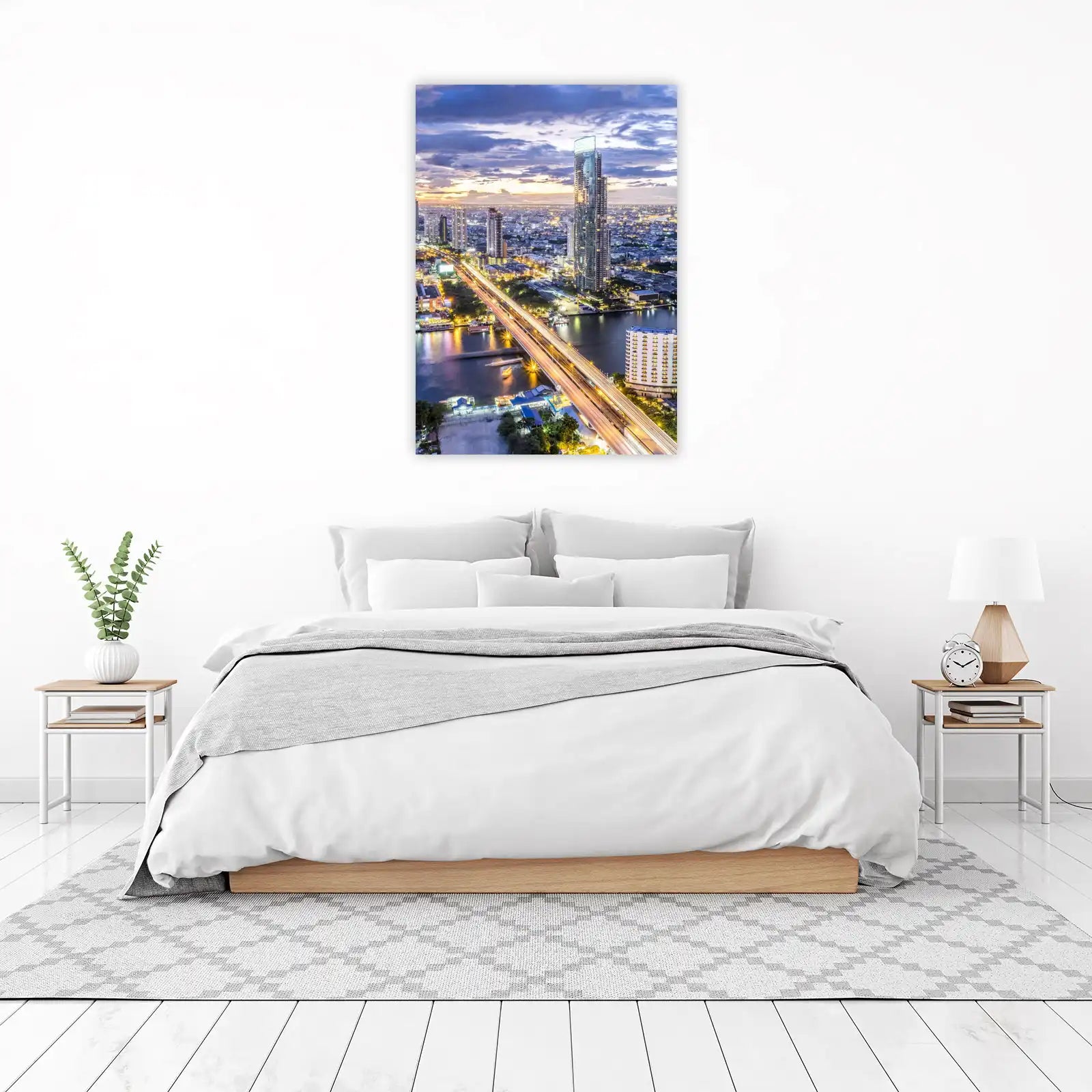 Bangkok Cityscape Dusk Bridge Wall Art
