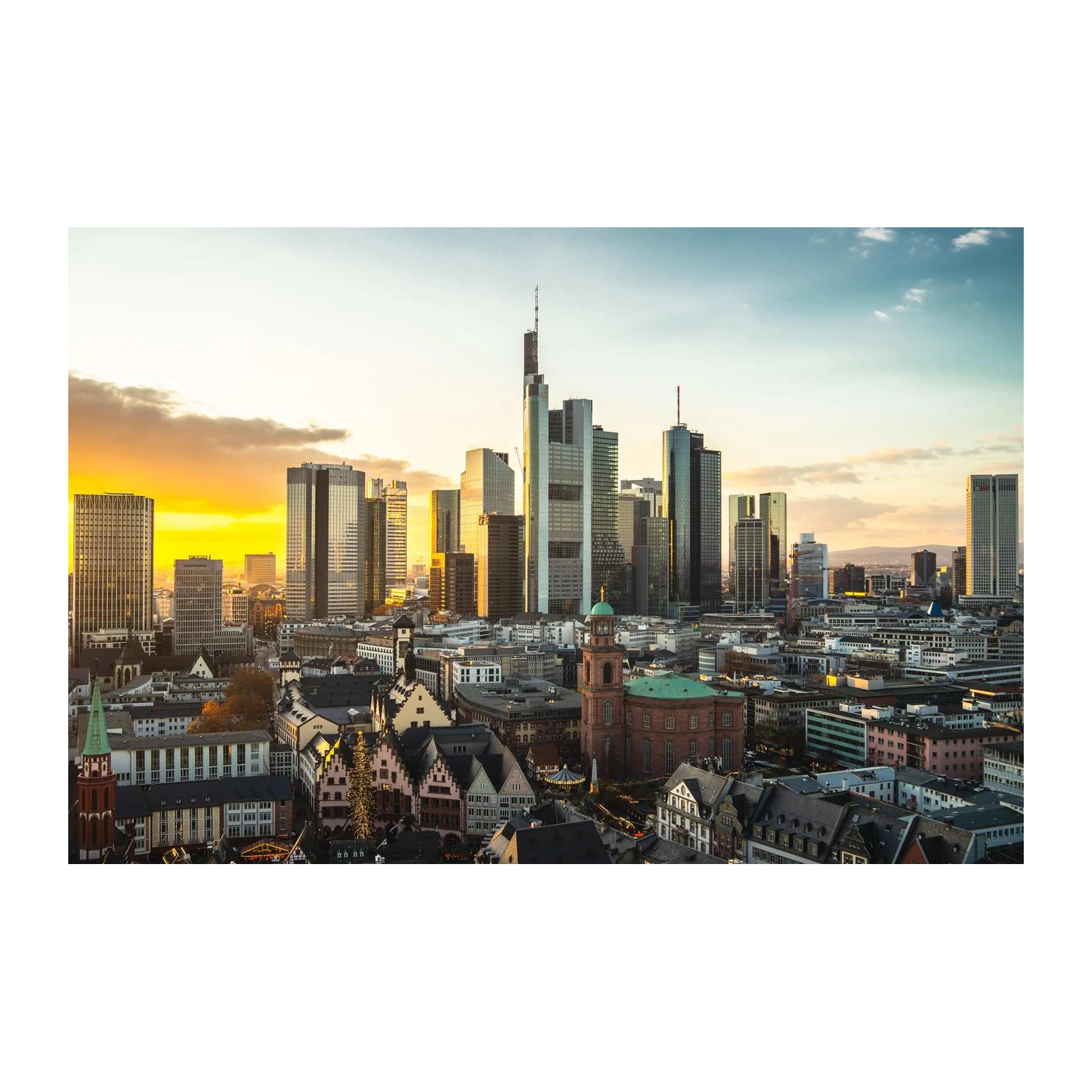Frankfurt Skyline Sunset Wall Art