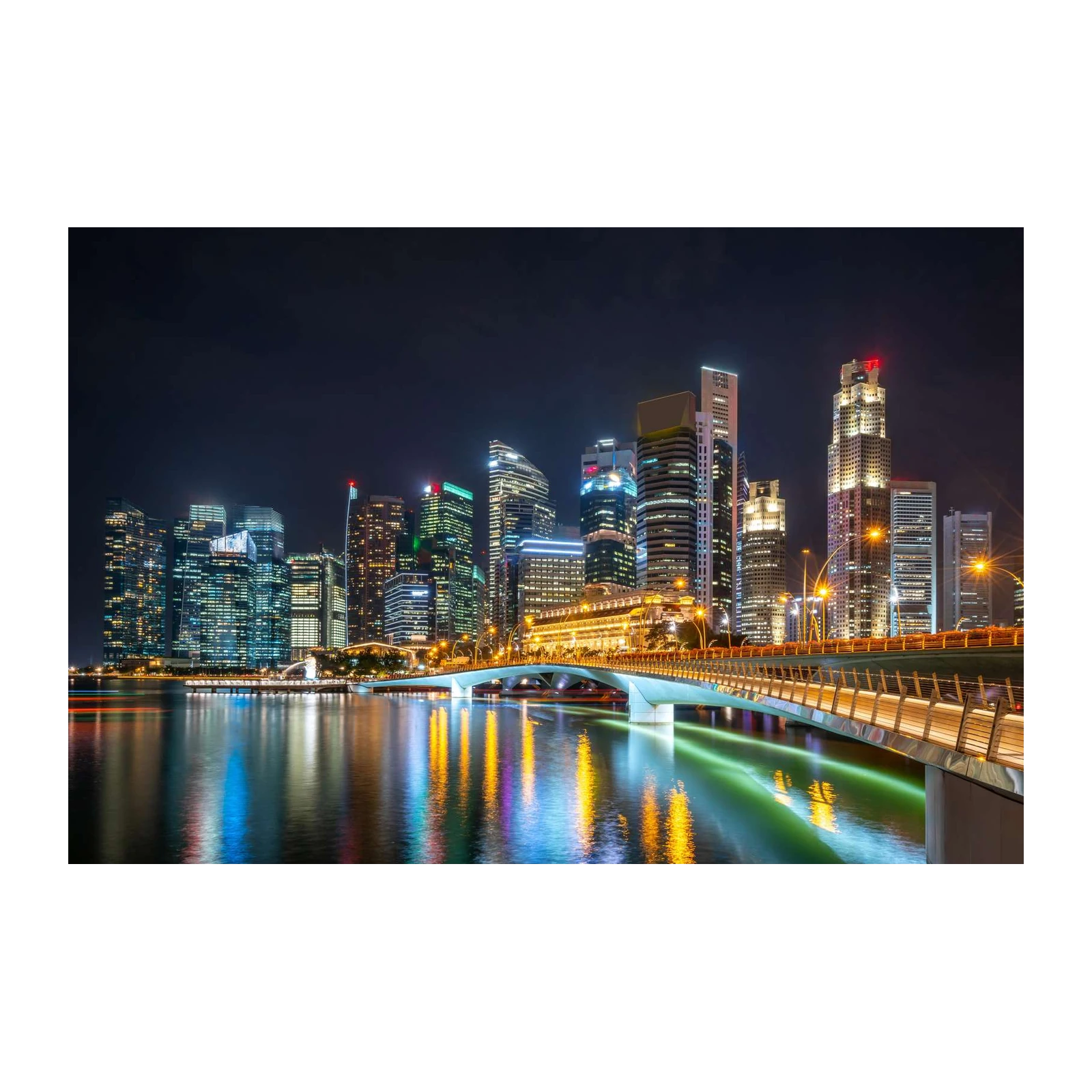 Modern City Skyline Night Singapore Wall Art