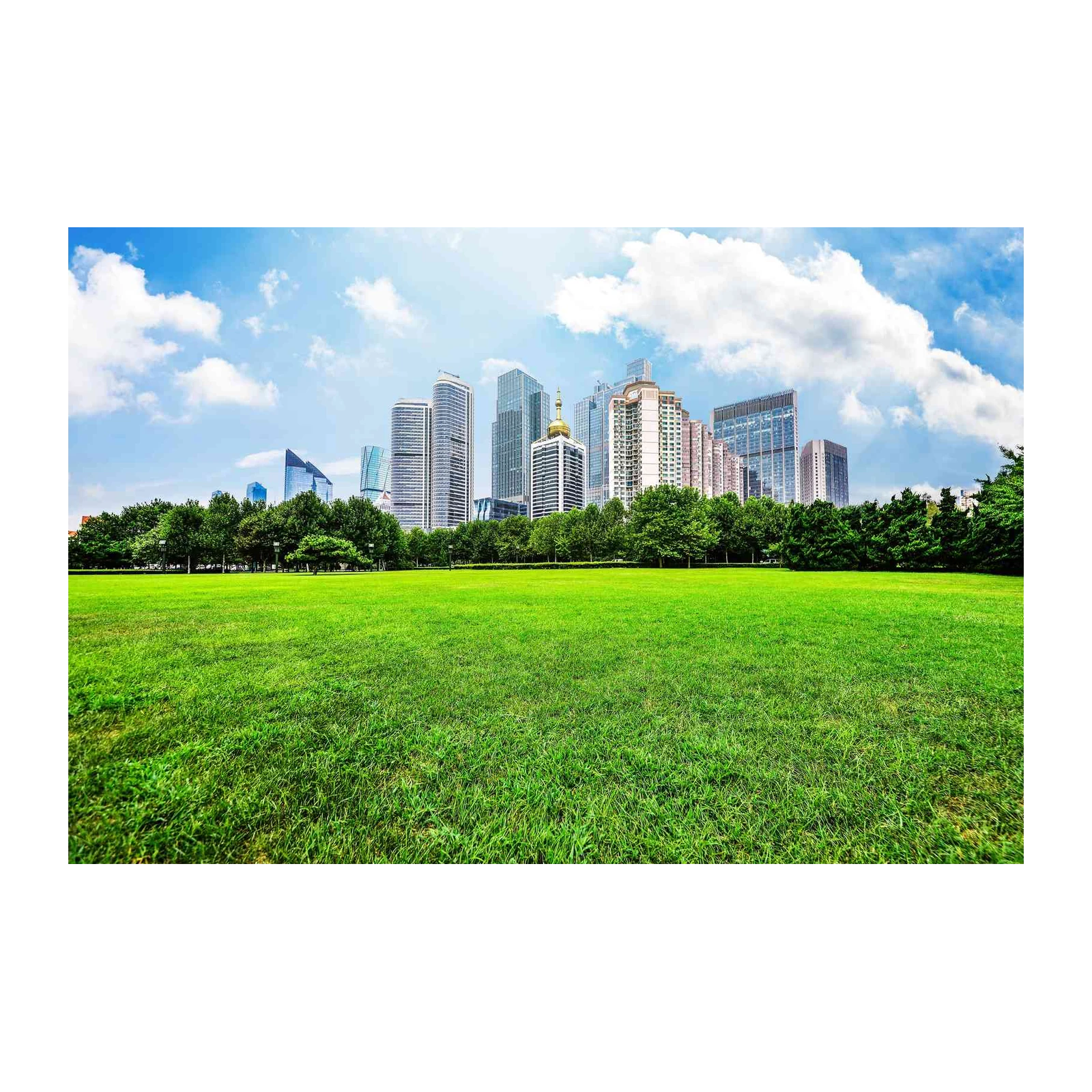 Urban Oasis Cityscape Green Lawn Wall Art