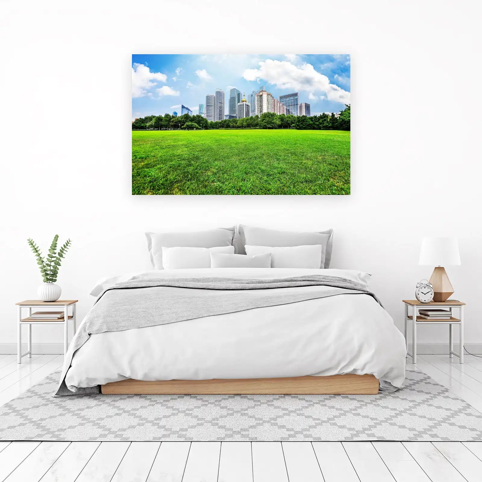 Urban Oasis Cityscape Green Lawn Wall Art