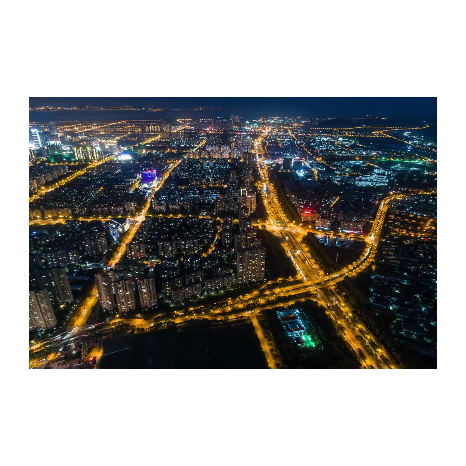 Aerial City Lights Landscape Wall Art