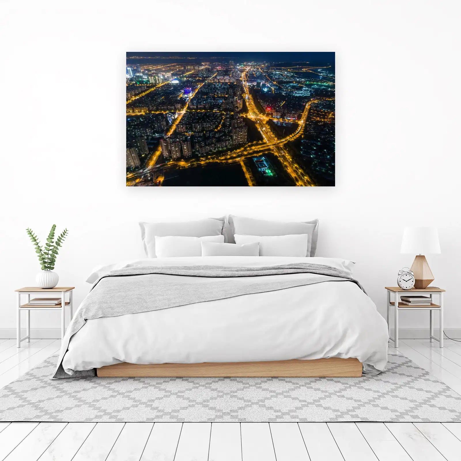Aerial City Lights Landscape Wall Art