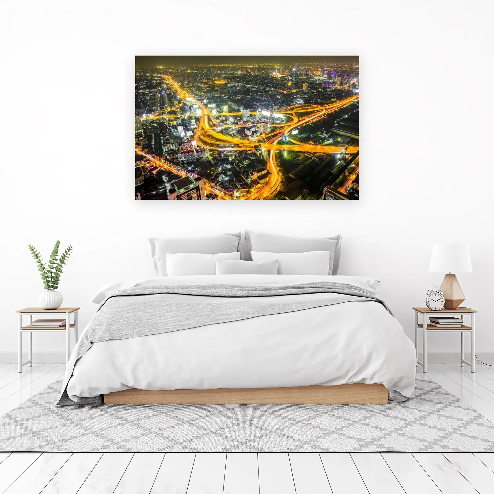 Cityscape Traffic Flow Night Wall Art