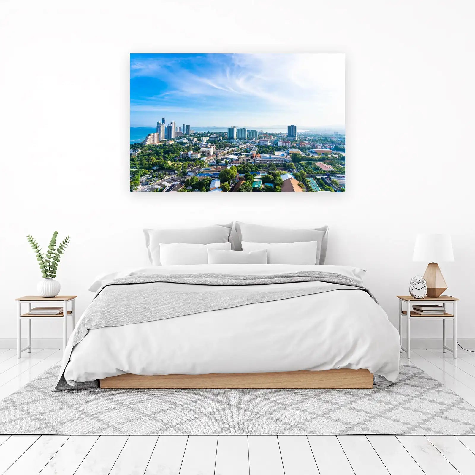 Vibrant Cityscape & Ocean View Wall Art