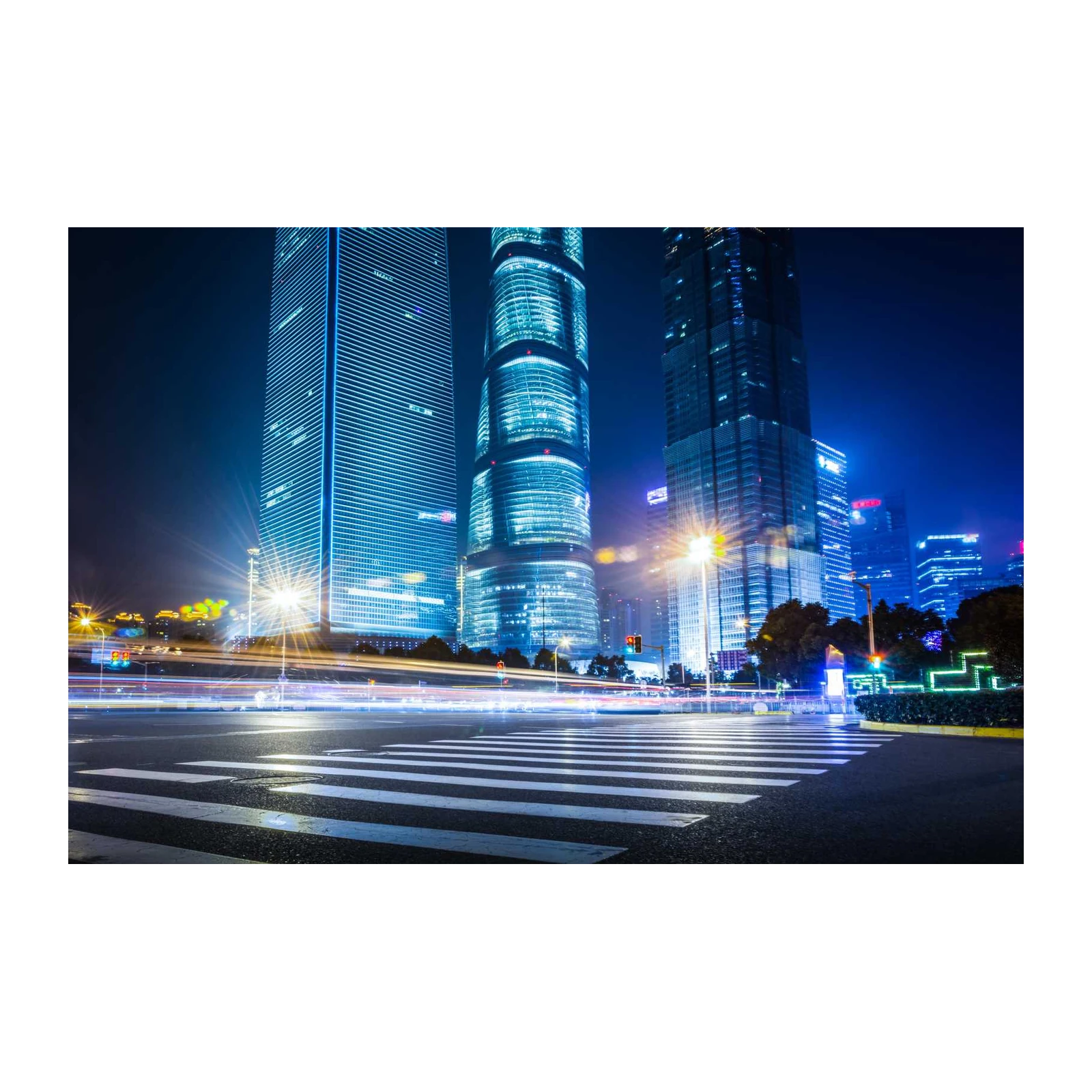 Shanghai Cityscape Light Trails Wall Art