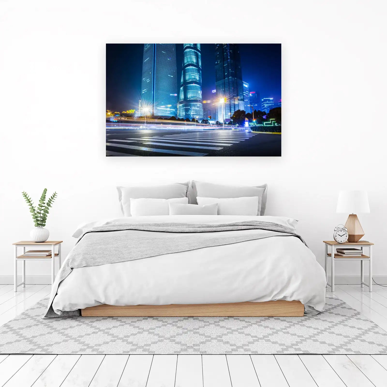 Shanghai Cityscape Light Trails Wall Art