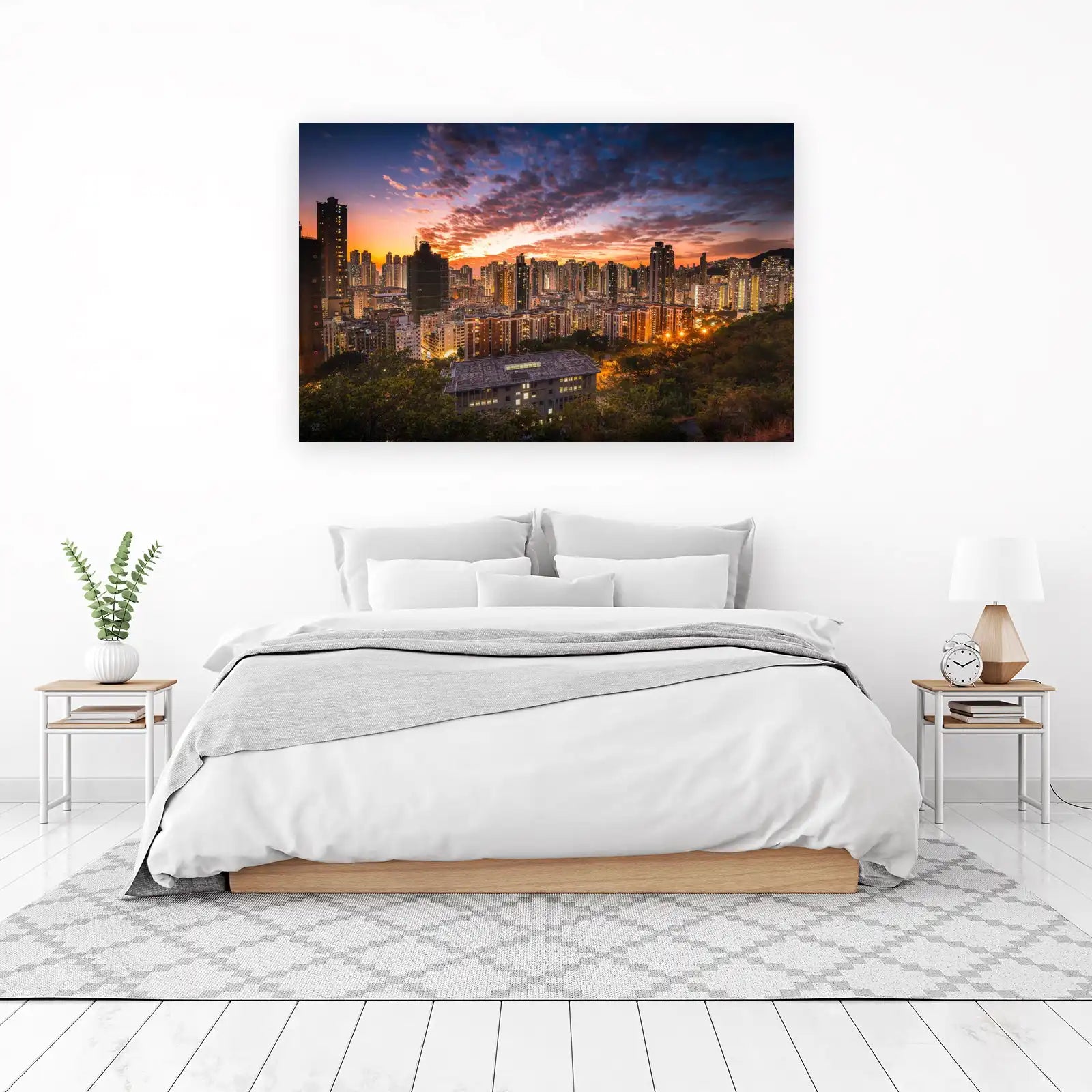 Vibrant Cityscape Sunset Wall Art