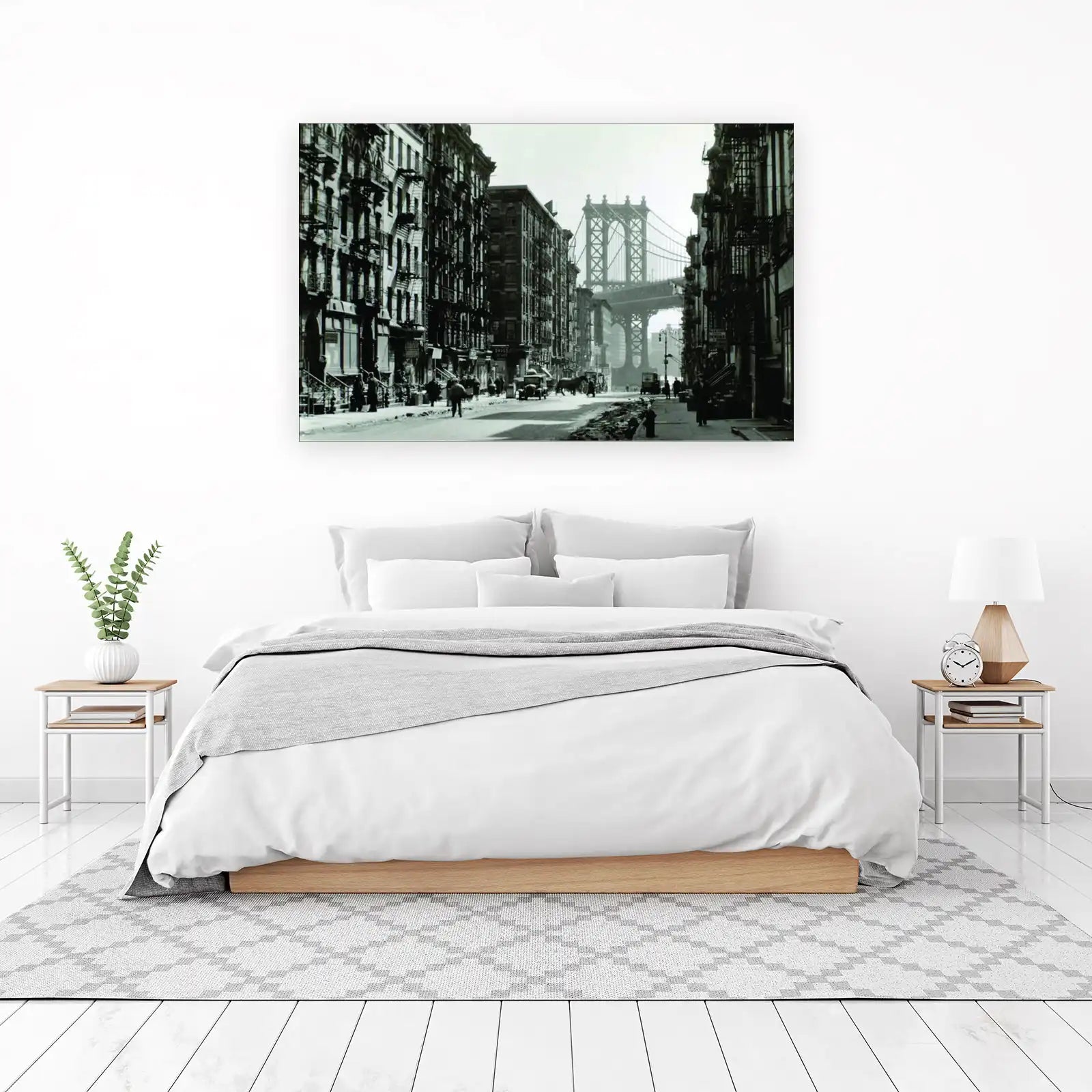 Vintage NYC Street Scene Manhattan Bridge Wall Art