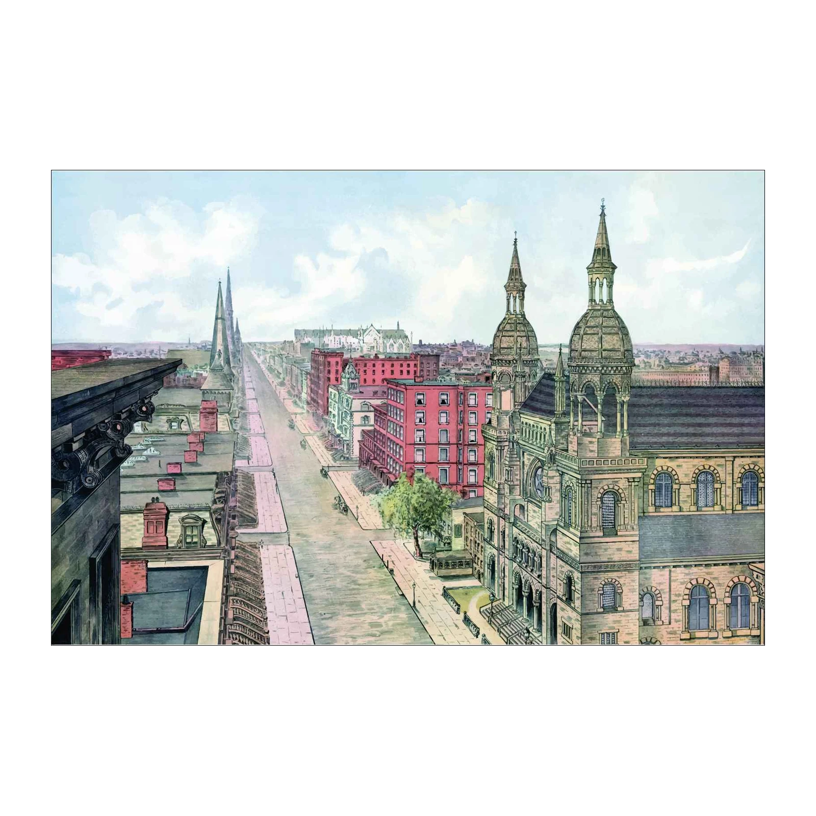 Vintage Cityscape Street Scene Wall Art