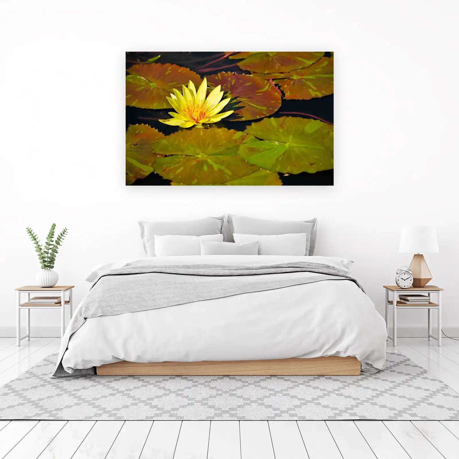 Vibrant Yellow Lotus Pond Wall Art