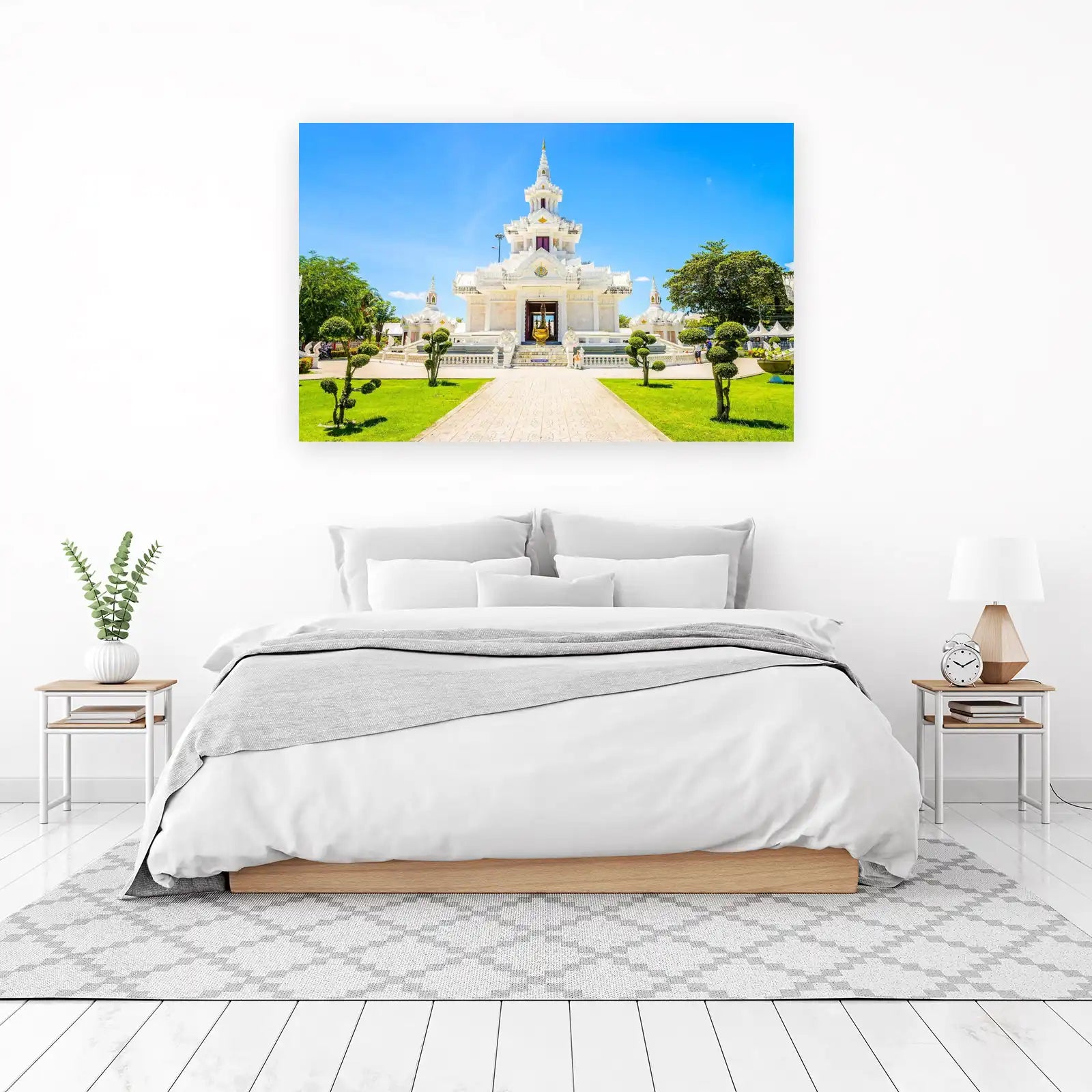 Serene White Temple Landscape Wall Art