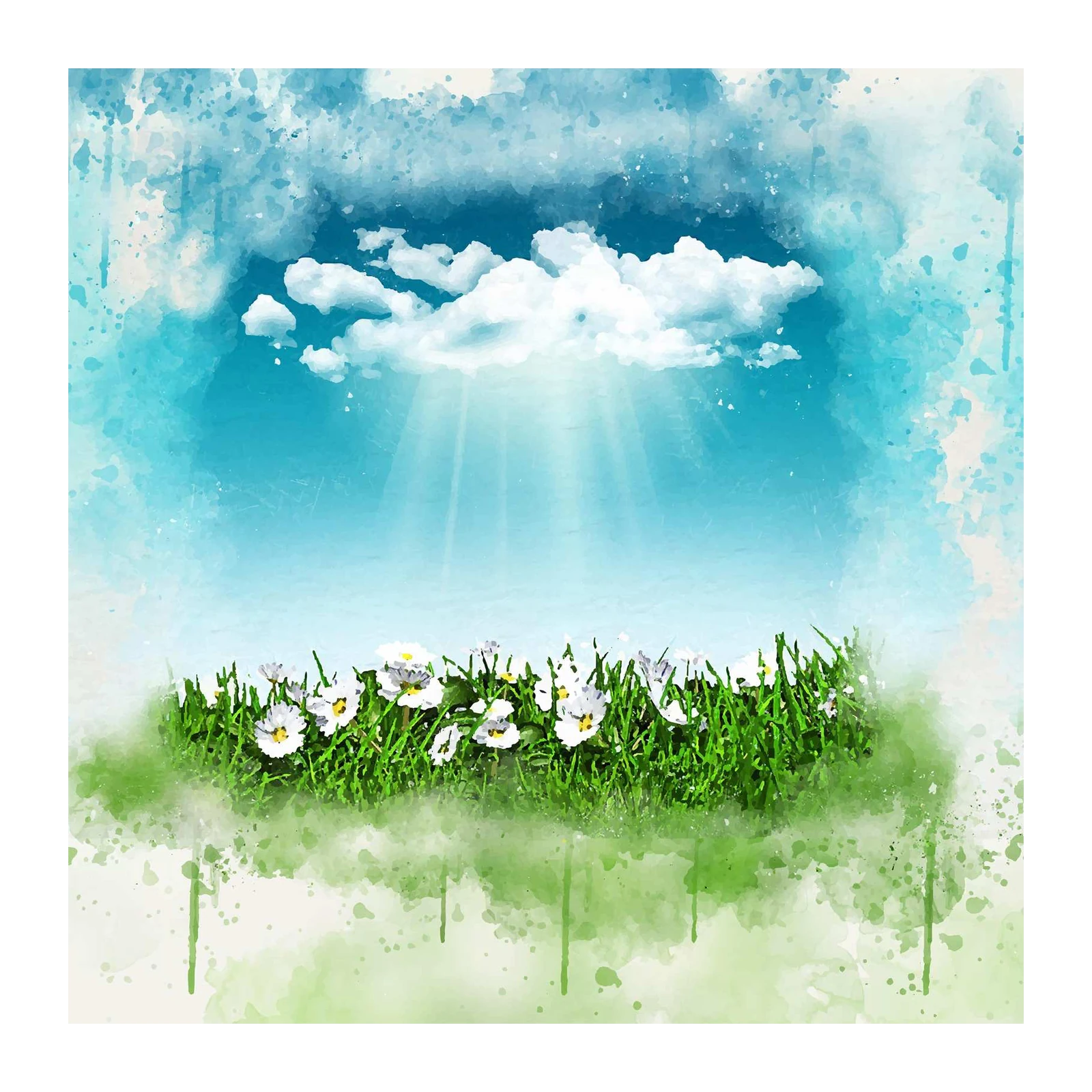 Bright Daisy Meadow Watercolor Wall Art