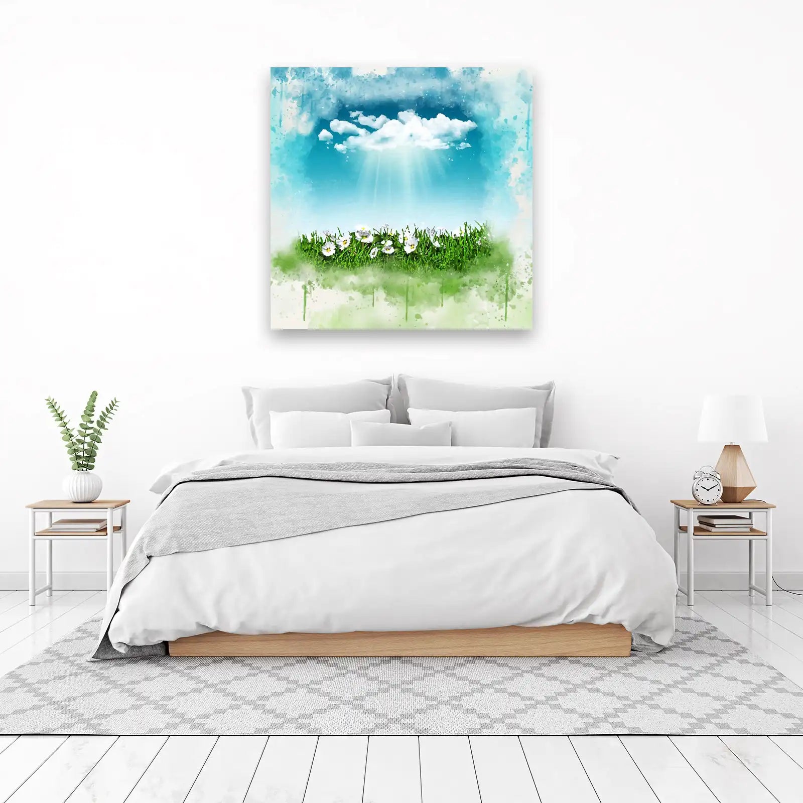 Bright Daisy Meadow Watercolor Wall Art