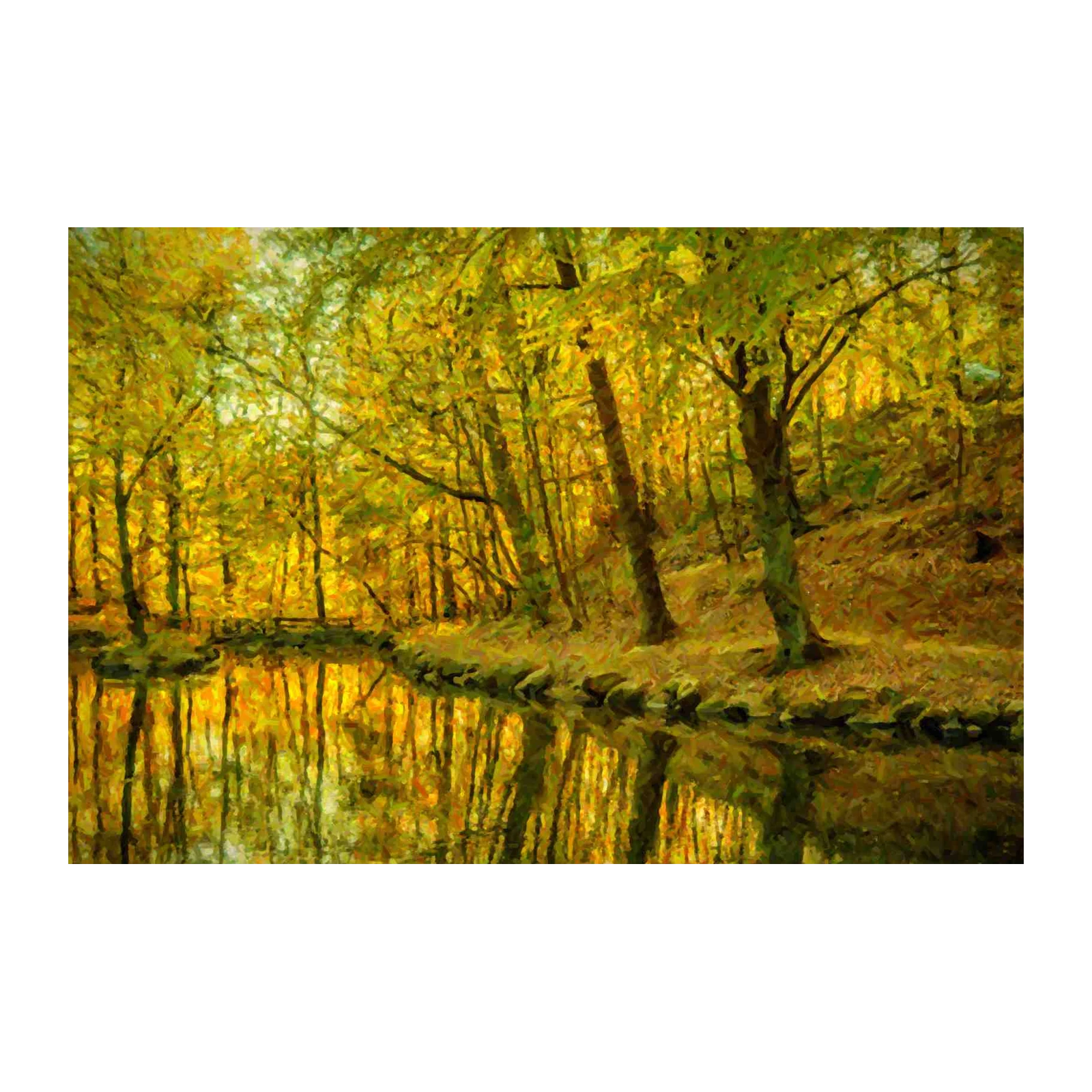 Golden Forest Reflection Wall Art