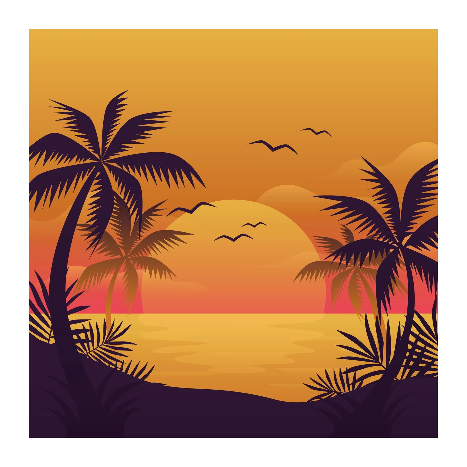 Sunset Palms Serenity Wall Art
