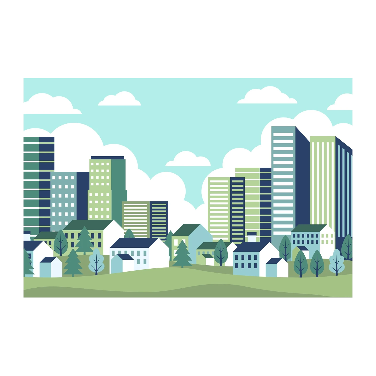 Modern Cityscape & Houses Wall Art