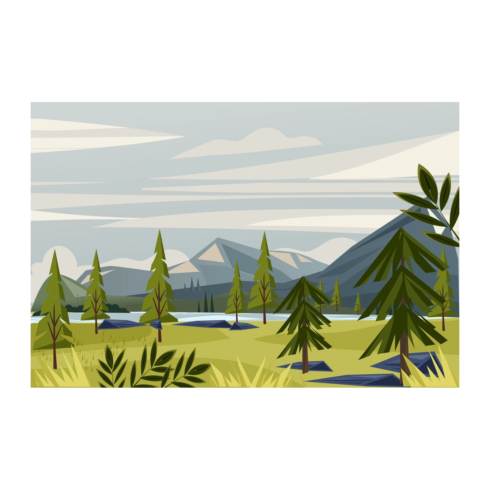 Serene Mountain Lake Landscape Wall Art