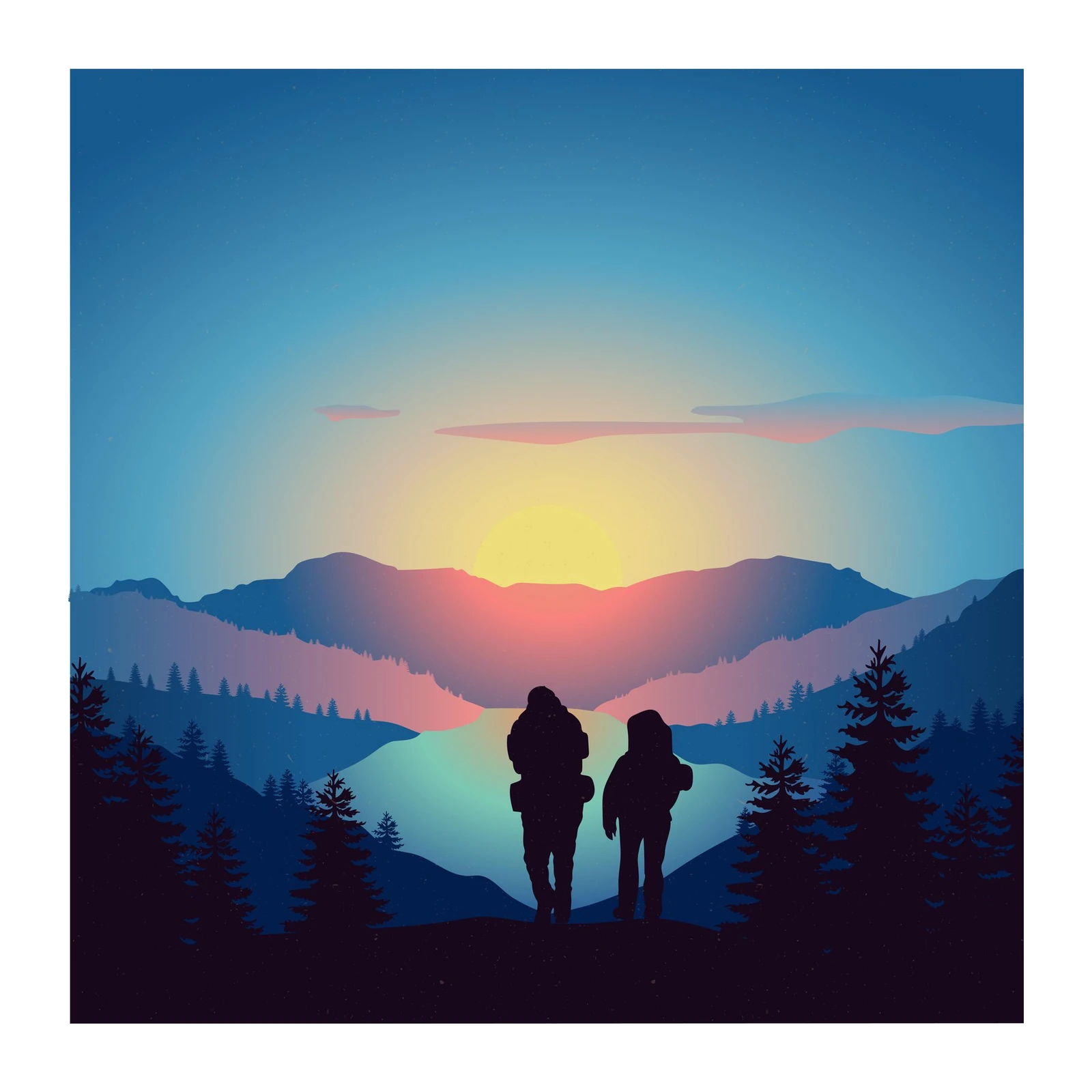 Adventure Sunset Mountain Lake Wall Art