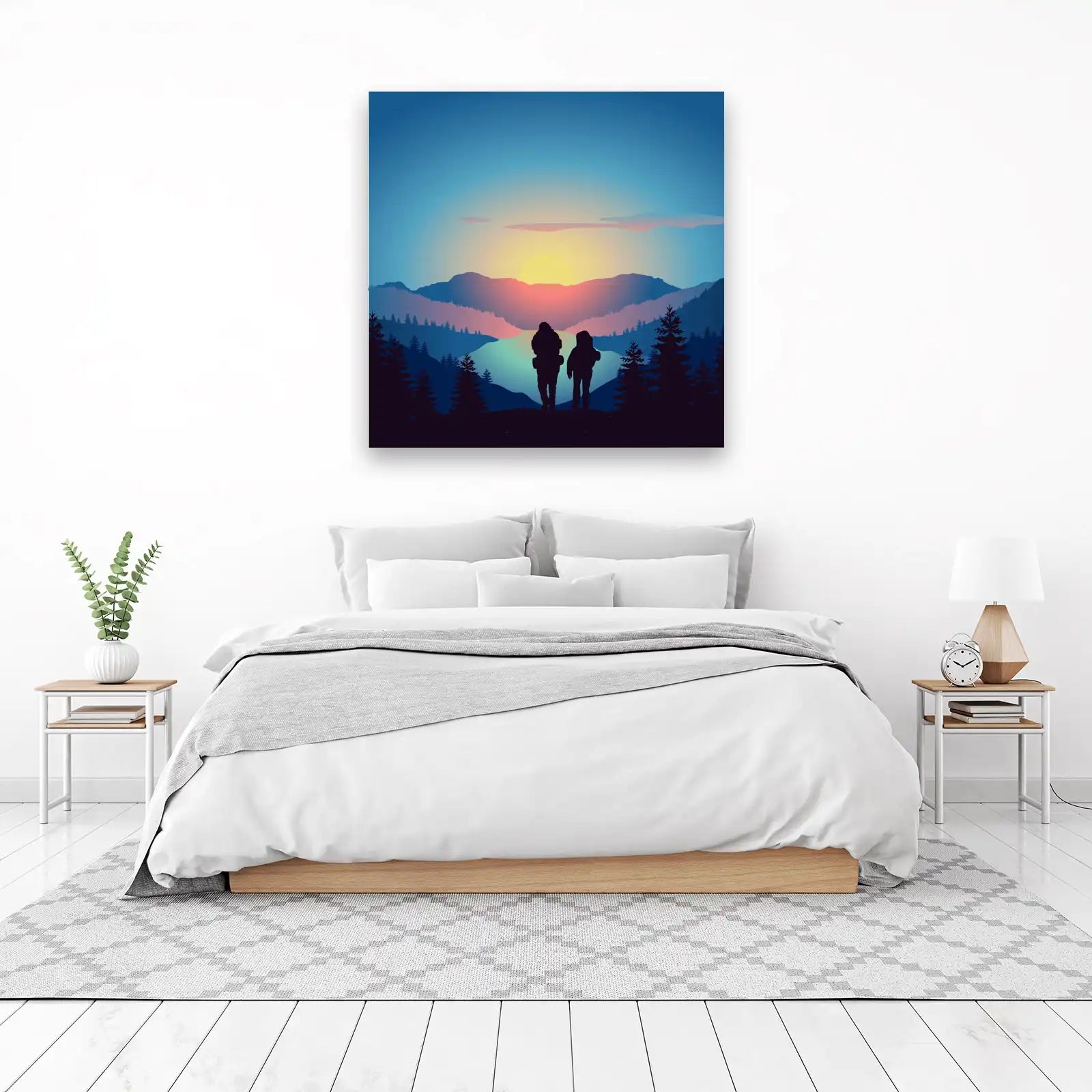 Adventure Sunset Mountain Lake Wall Art