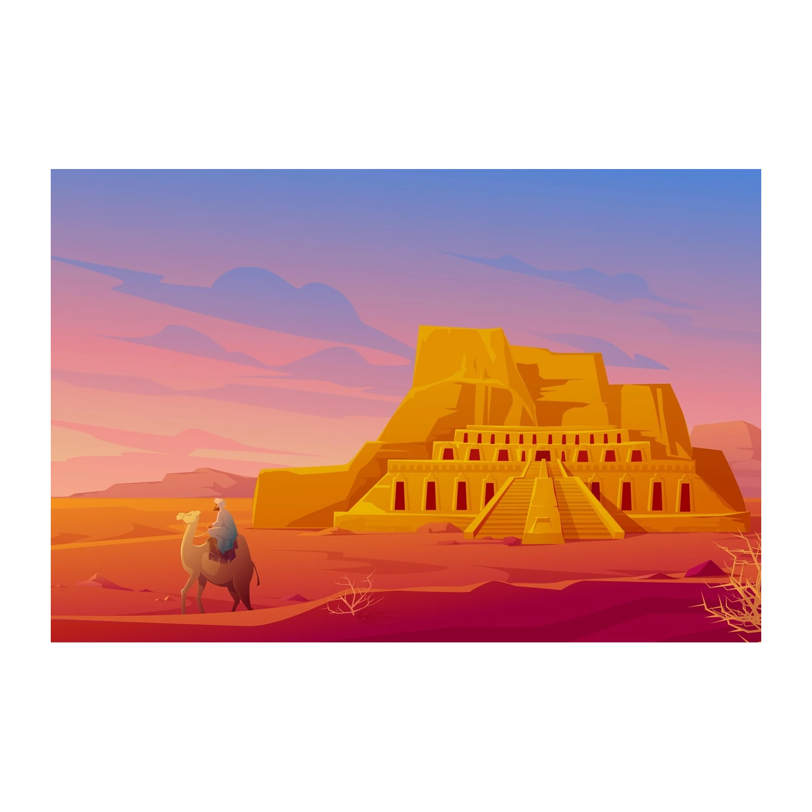 Ancient Desert Ziggurat Camel Ride Wall Art