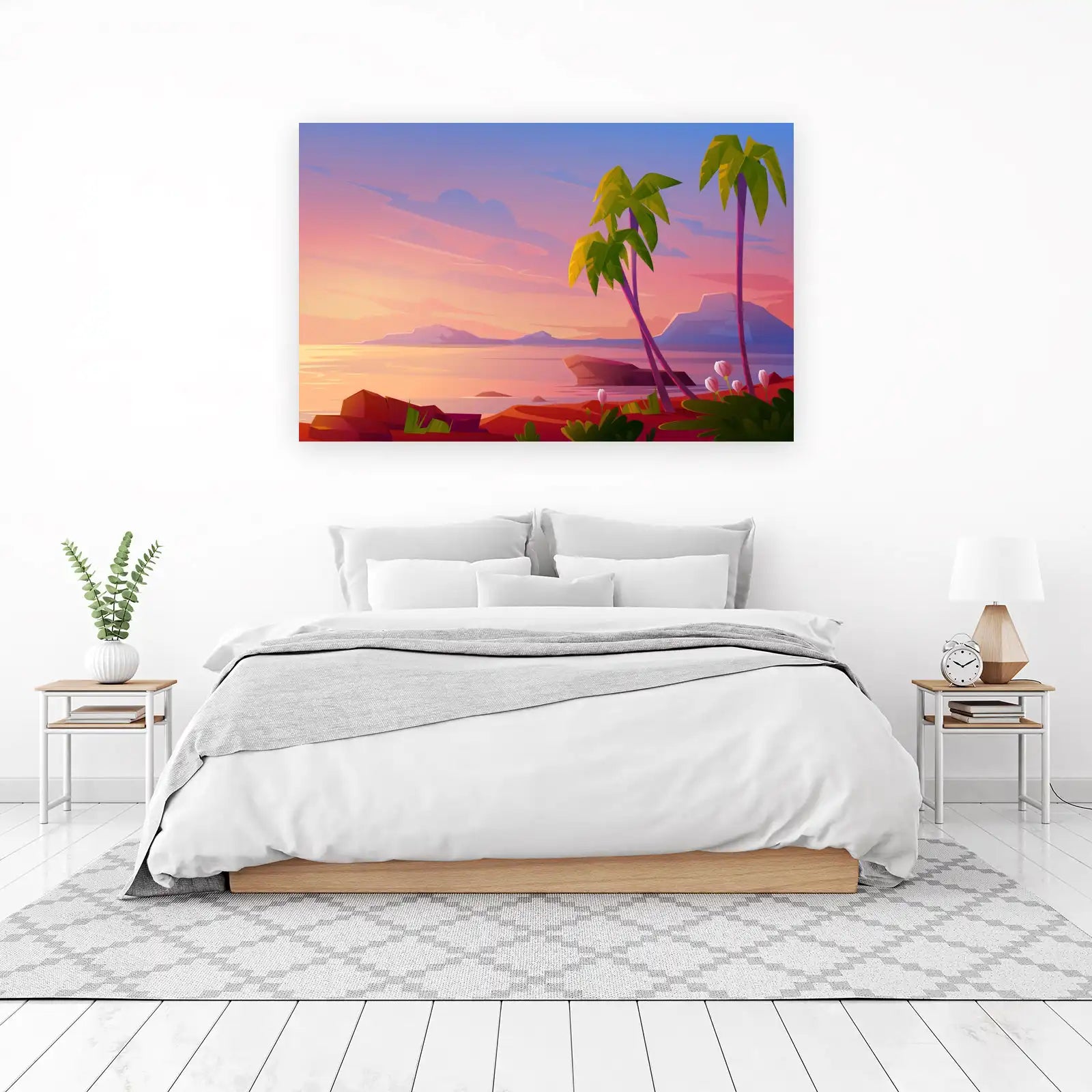 Tropical Sunset Palm Beach Wall Art