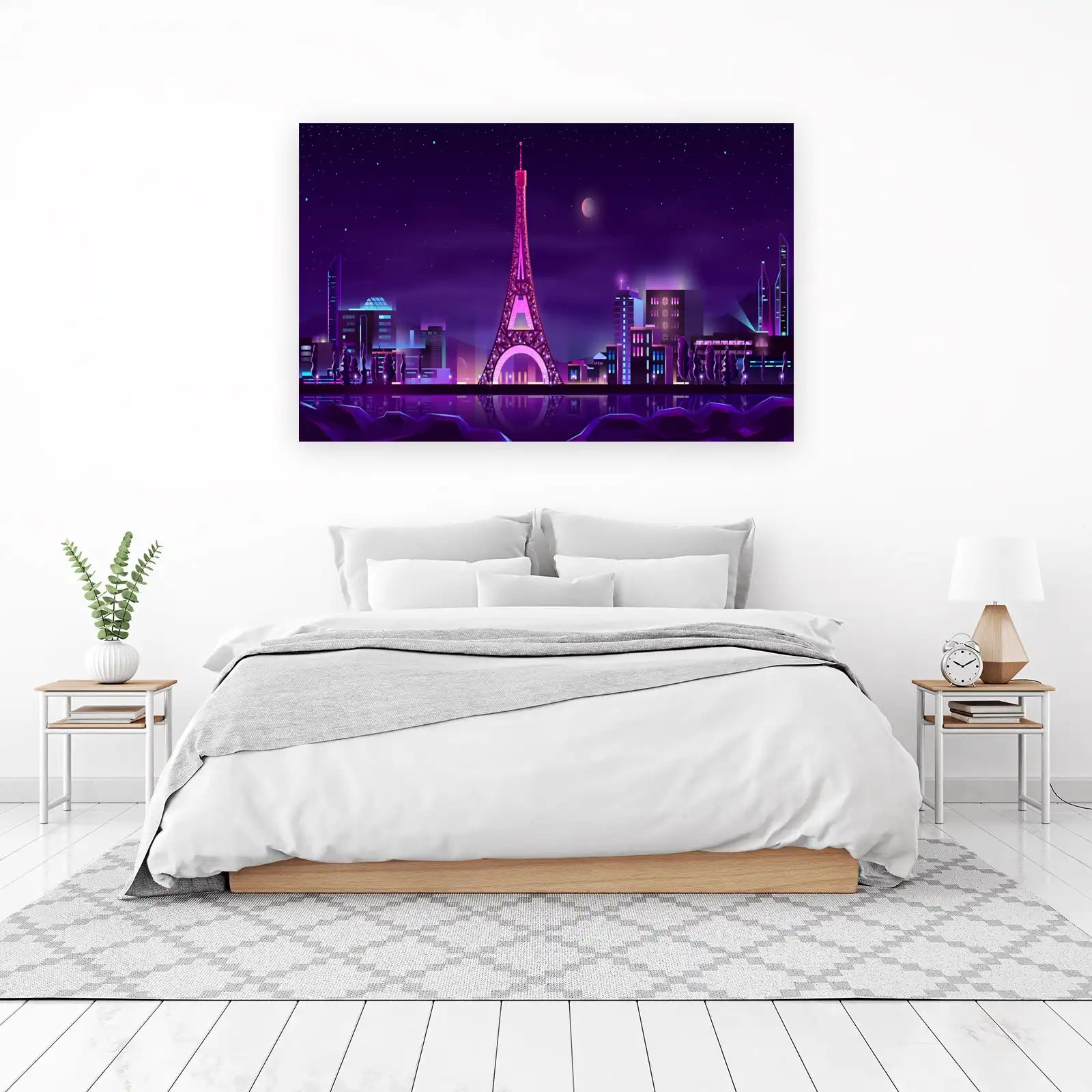 Eiffel Tower Neon Cityscape Wall Art