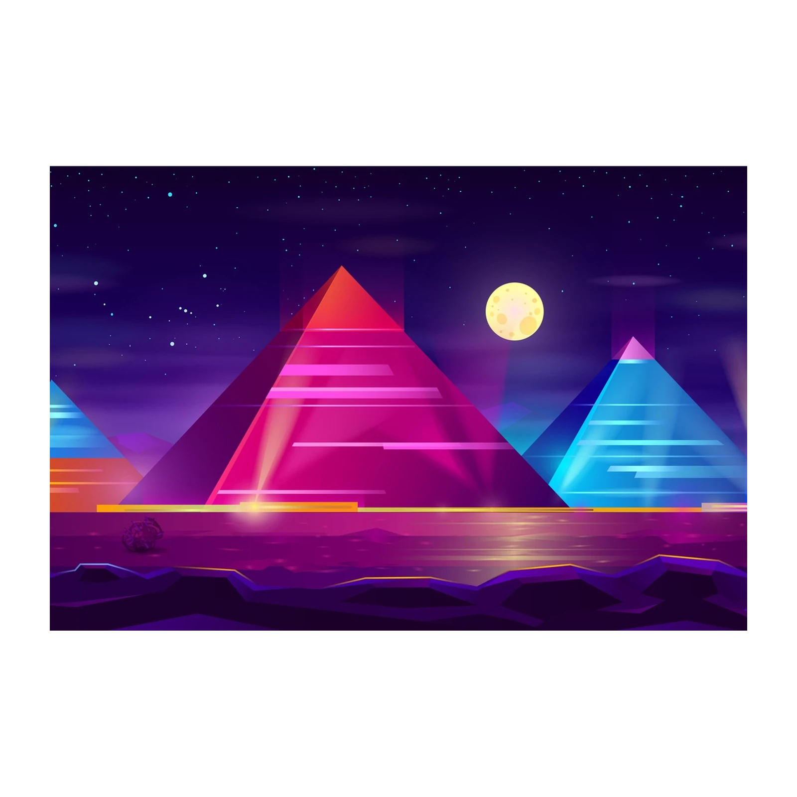 Retro Sci-Fi Pyramid Night Sky Wall Art