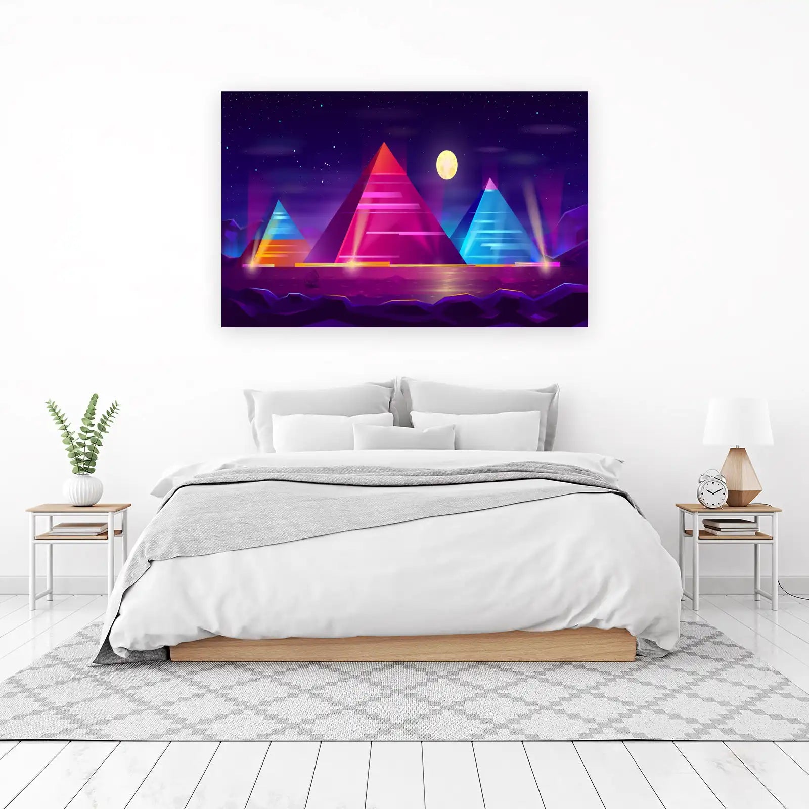 Retro Sci-Fi Pyramid Night Sky Wall Art