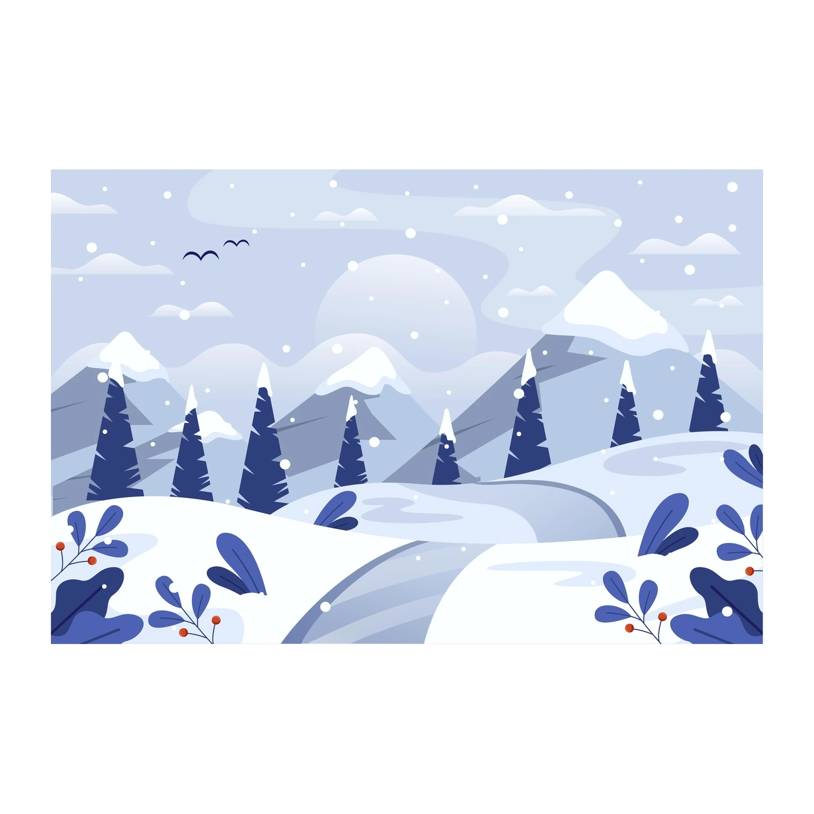 Serene Winter Mountain Landscape Wall Art