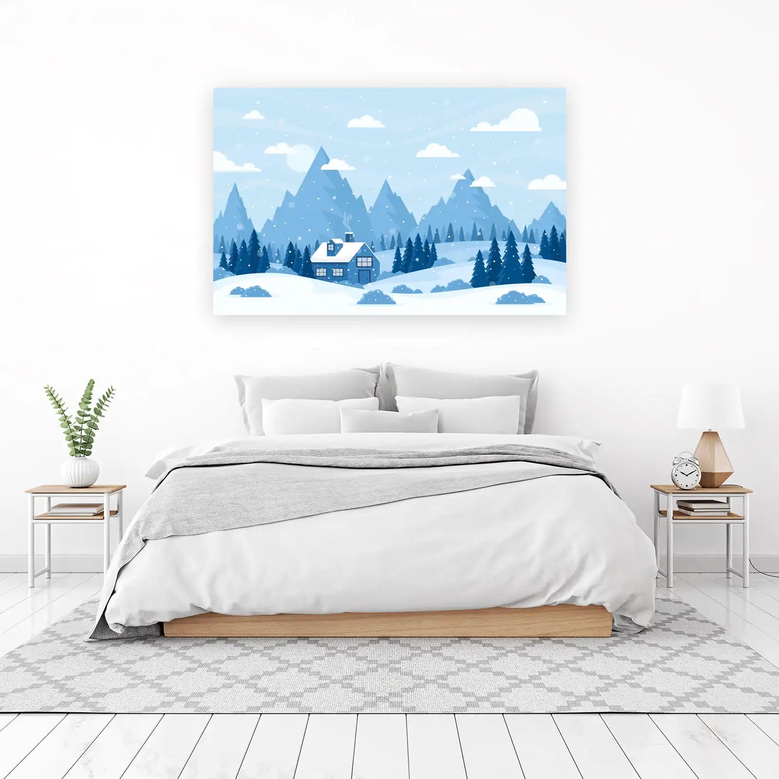 Cozy Winter Cabin Snow Landscape Wall Art