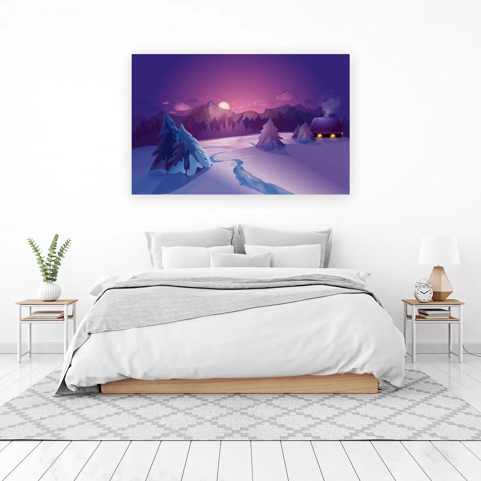 Winter Sunset Cozy Cabin Wall Art