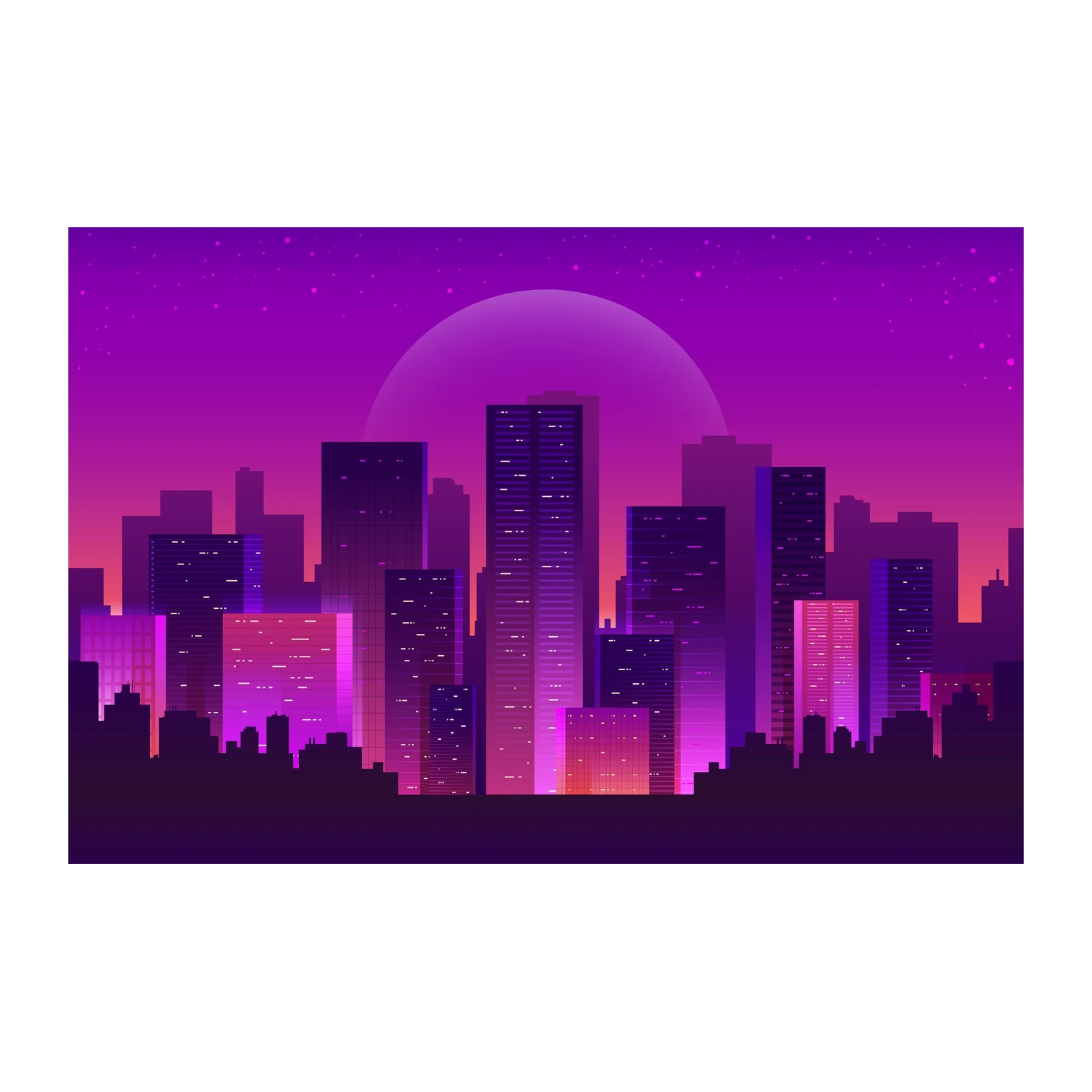 Retro Cityscape Neon Dreams Wall Art