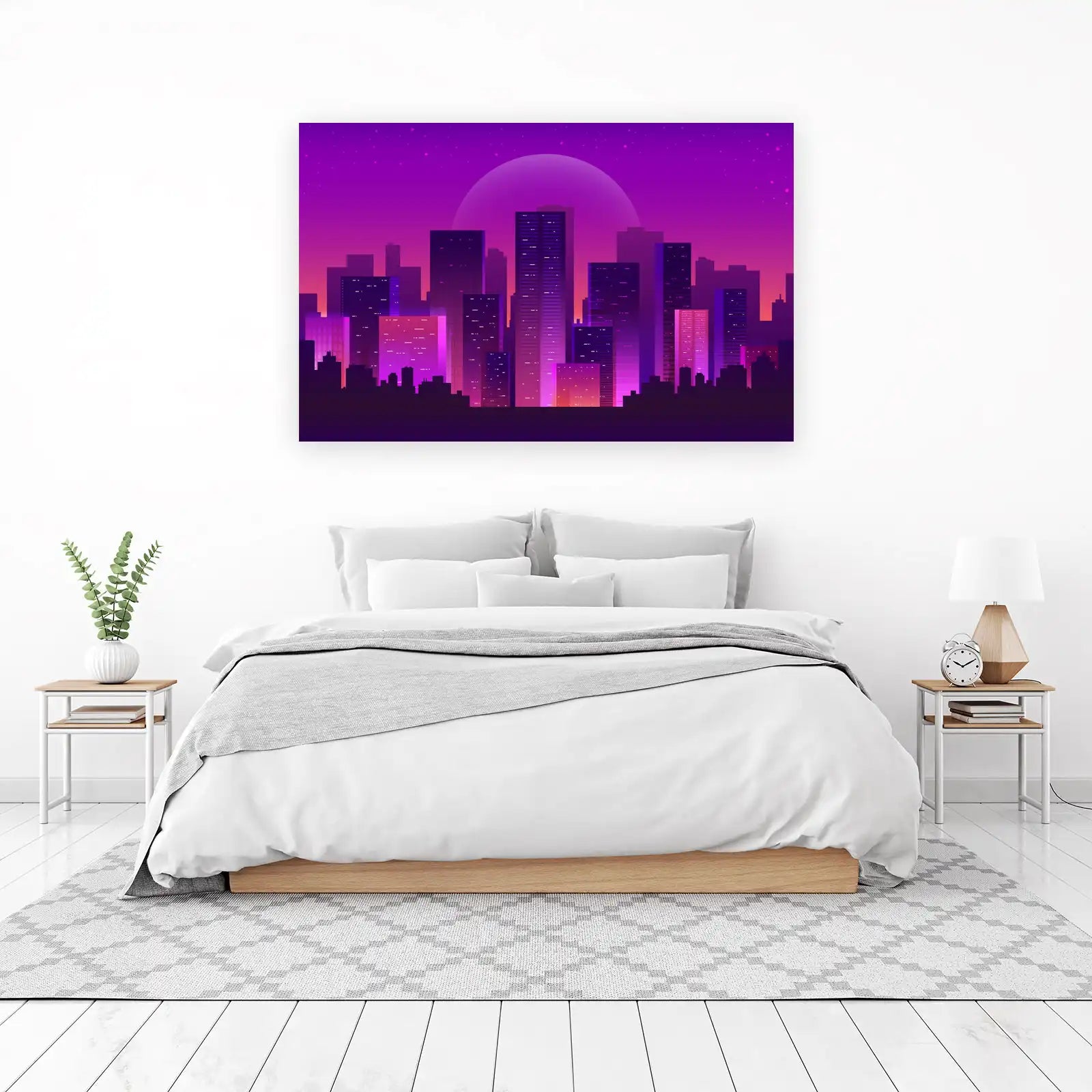 Retro Cityscape Neon Dreams Wall Art