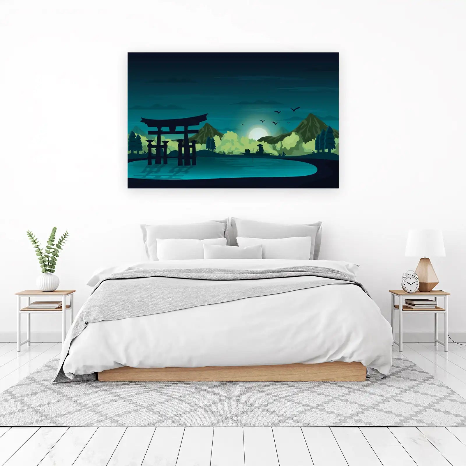 Serene Torii Gate & Sunset Zen Wall Art