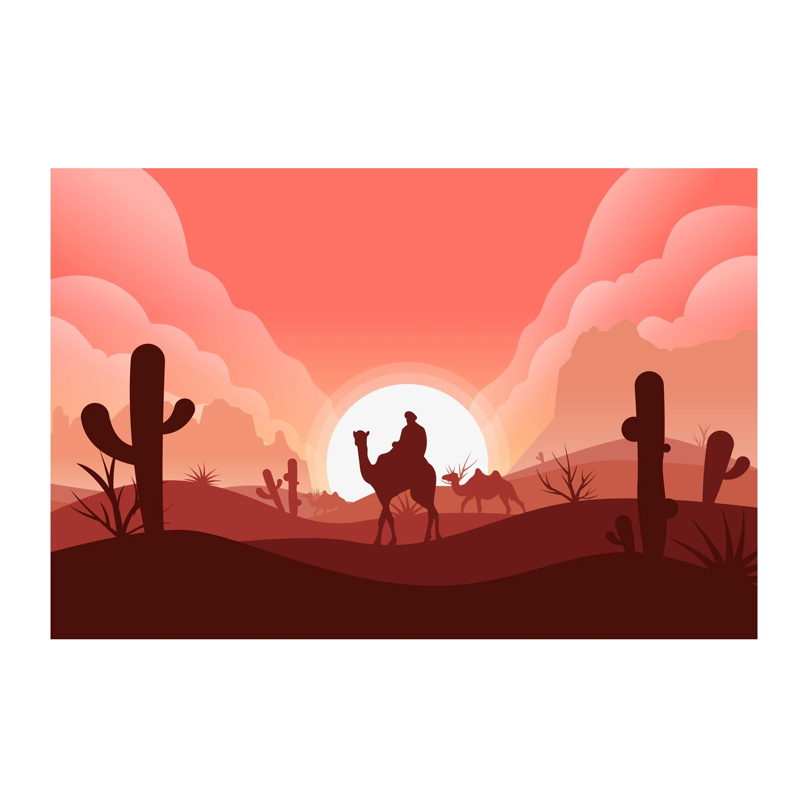 Desert Camel Caravan Sunset Wall Art